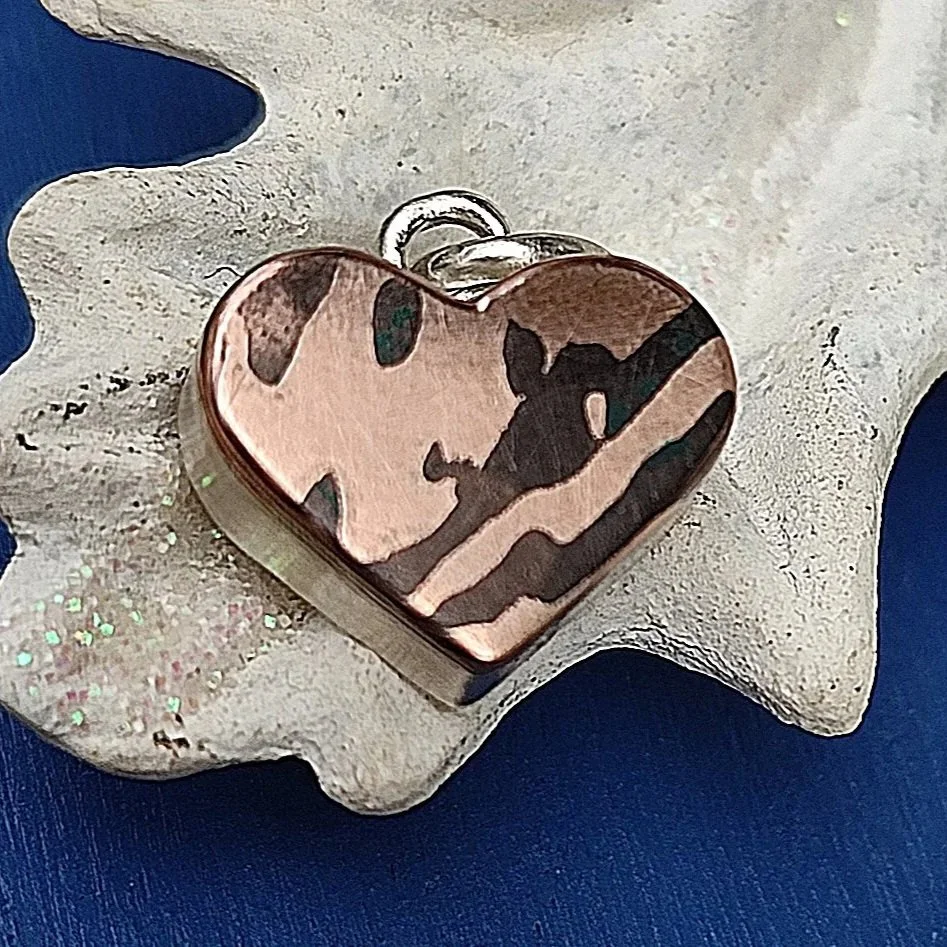 Anhänger Herz Gold Shakudo Mokumé Gane