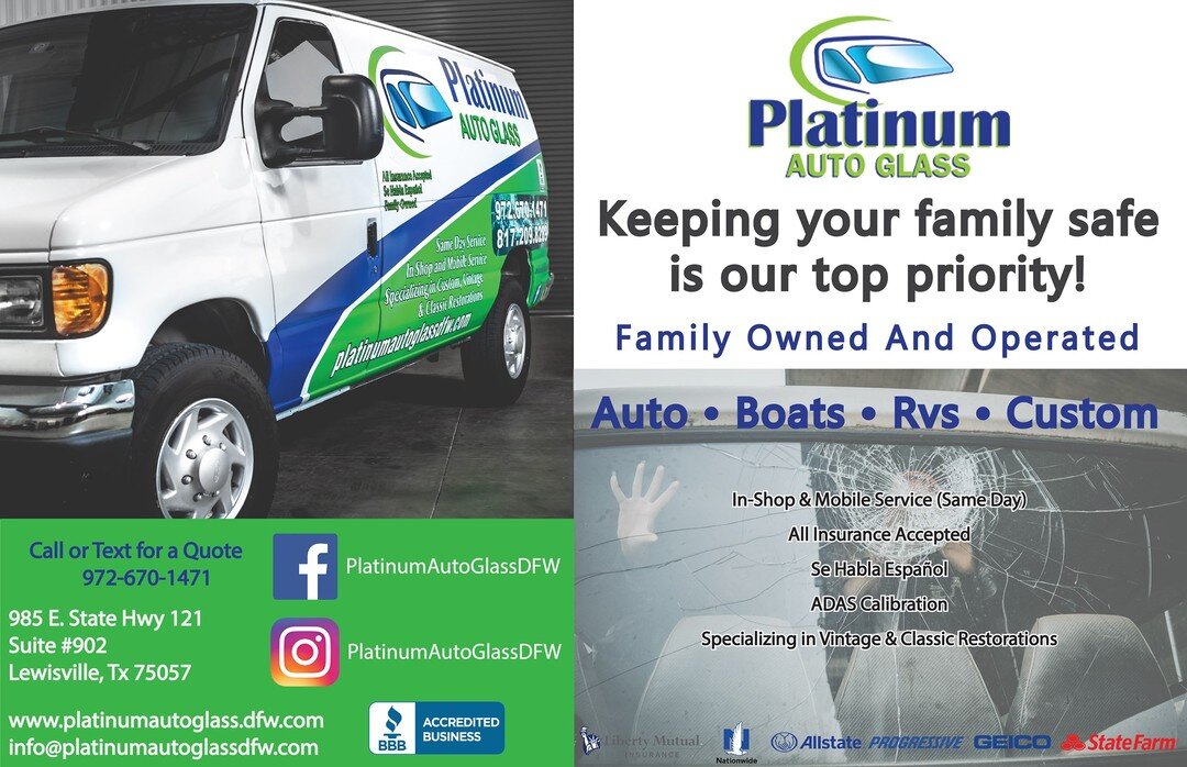 Platinum Auto Glass Is Committed to Auto Glass Safety🚘👨&zwj;👩&zwj;👧&zwj;👧❤️

&bull; We will replace your windshield according to manufacturer's safety standards.
&bull; We use only top-quality tested materials.
&bull; We guarantee our windshield