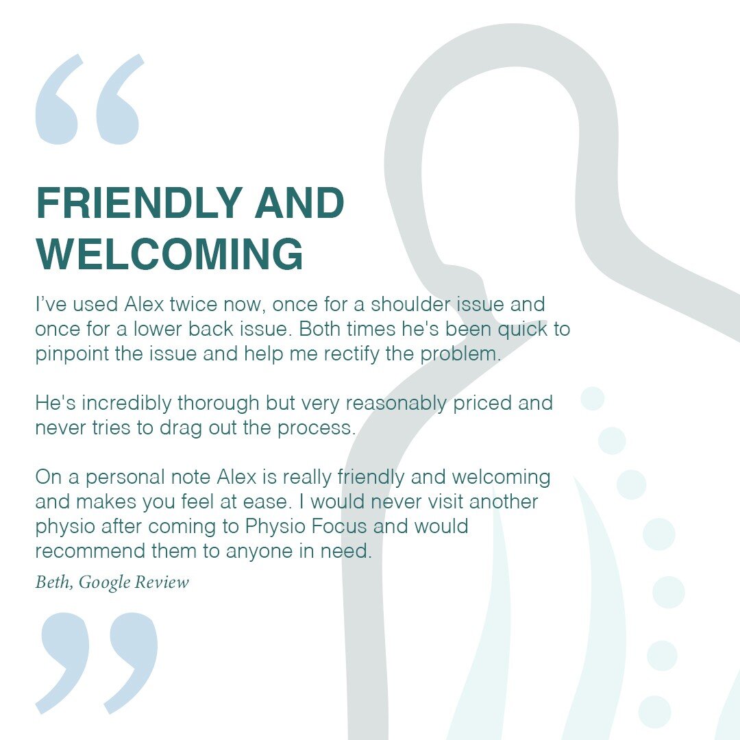 😌 - Friendly and Welcoming

For help with any niggles or sports related issues, call us on 0161 222 0680 or say hello at physiofocusswinton@gmail.com

#physio #physiotherapy #physiotherapist #physiology #physiolife #physiofocus #physioworld #physiot