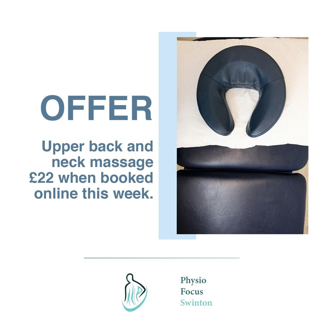 💷 - OFFER

Upper back and neck massage, only &pound;22 when booked online this week.

Get in touch for more details or book online at physiofocusswinton.com

#physio #physiotherapy #physioworld #physios #physiotherapist #physioknowledge #physiofocus