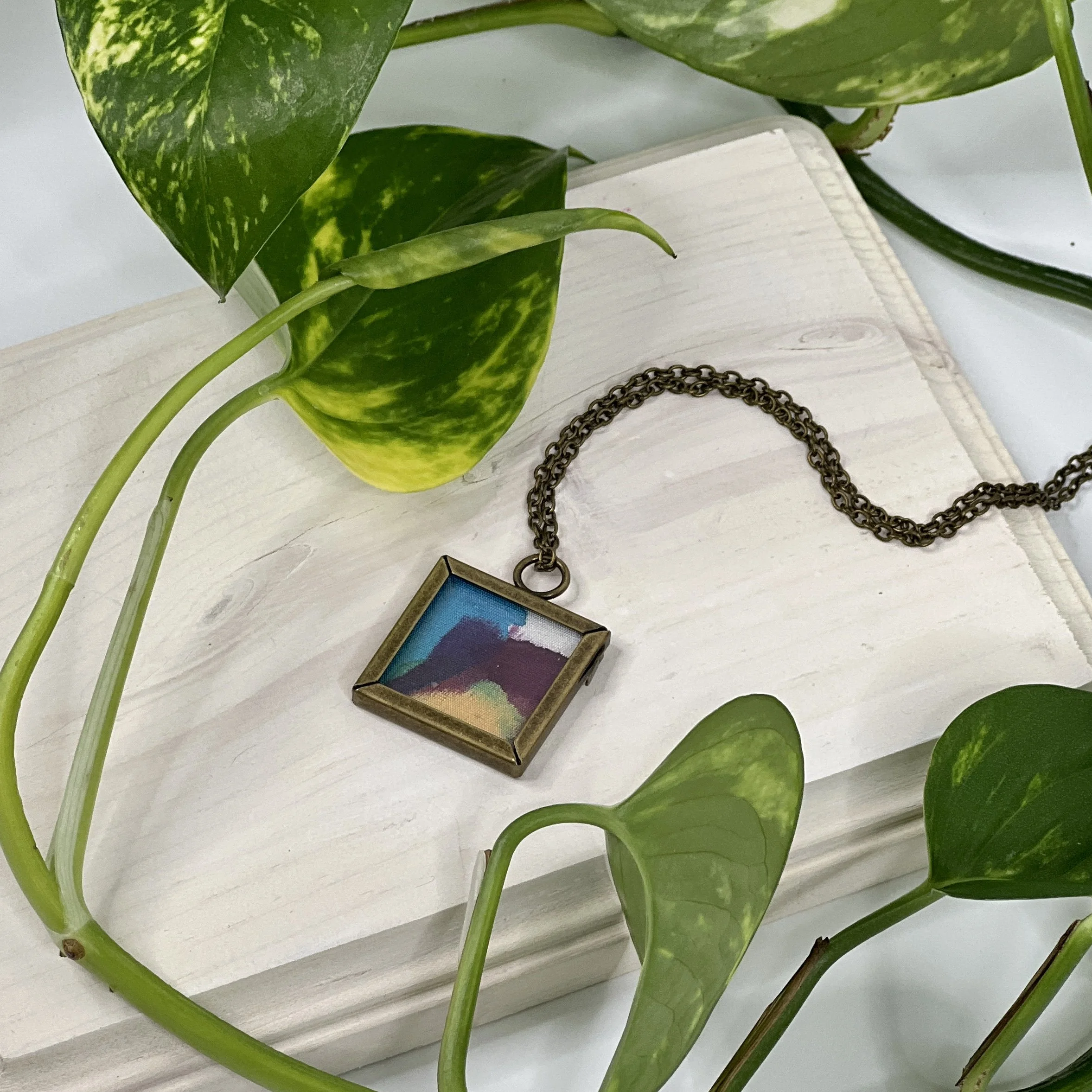 Jewel Tones Silk Pendant with Necklace