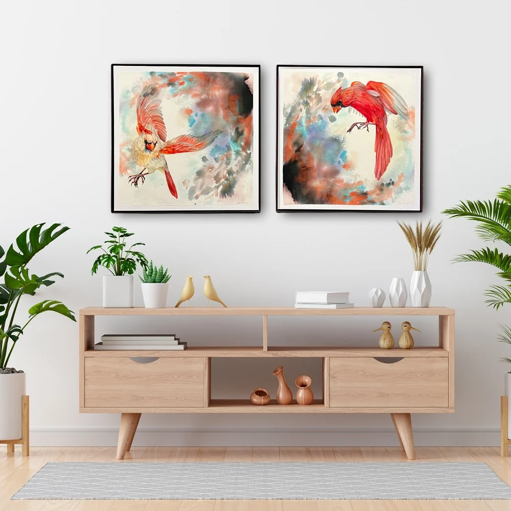 &ldquo;Rhythms of Kindship&rdquo;
Steam-set, French silk dye on 100% Habotai Silk
24 x 24&rdquo; inch framed diptych 
Currently on exhibit @artuscoart through January 

This pair of silk paintings is a celebration of the eternal bonds of family, the 