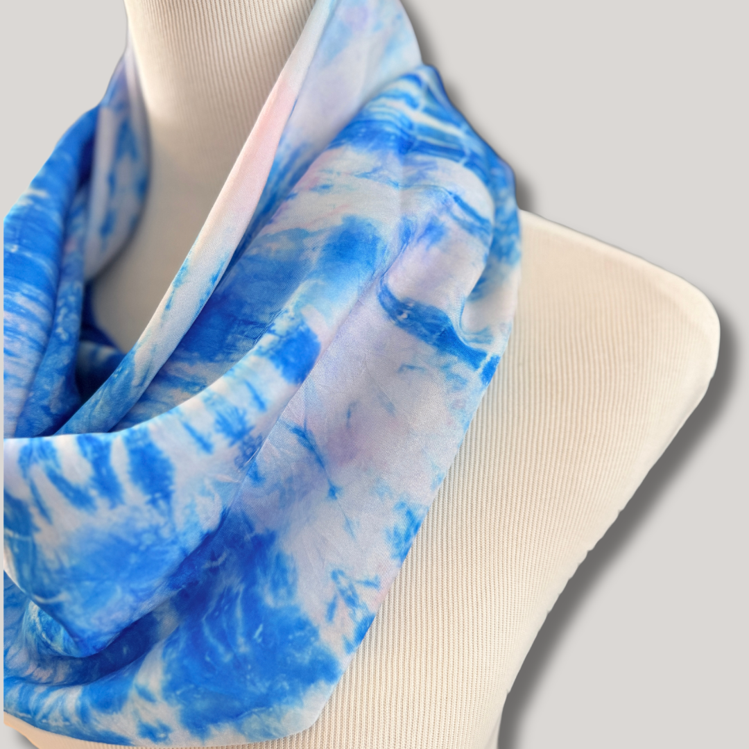 Skyfold in Turquoise Hand-Painted Silk Scarf
