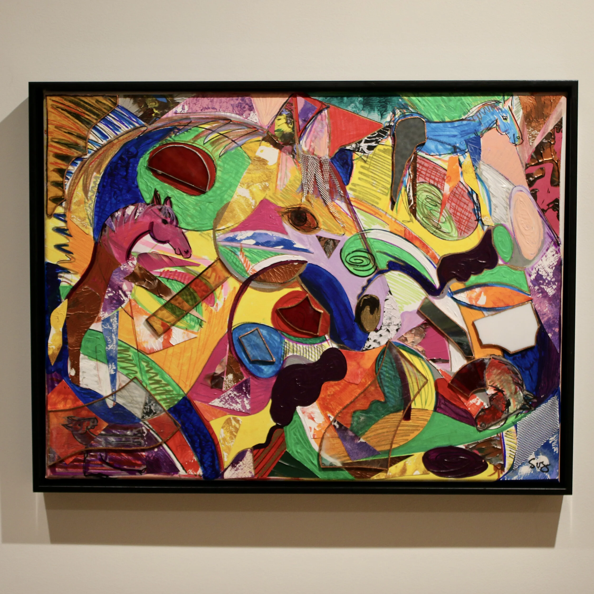 "A Sequence of Arcs" - 2021 - Acrylic, marker, paper, glass and wire - 18” x 24”  