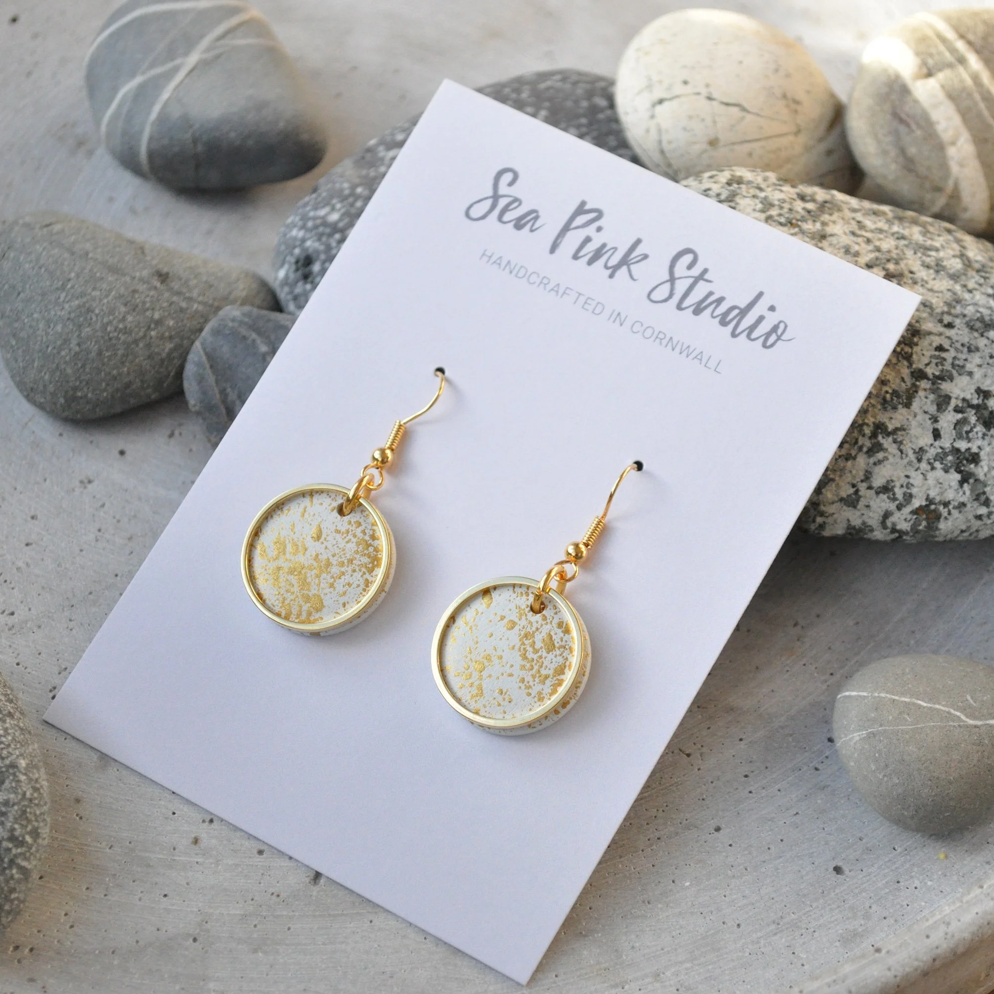 pale cream and gold speckle earrings