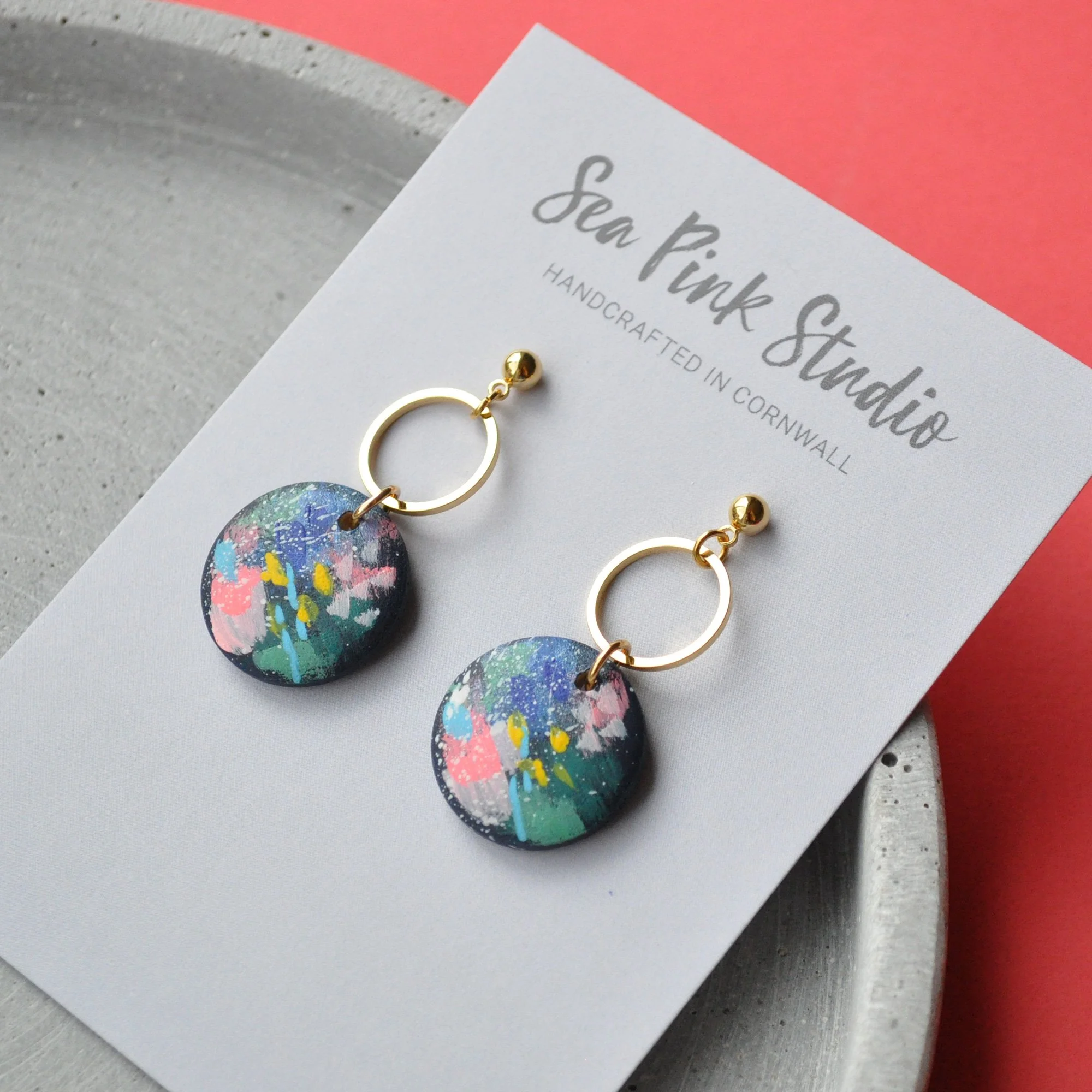 arty colourful wood earrings