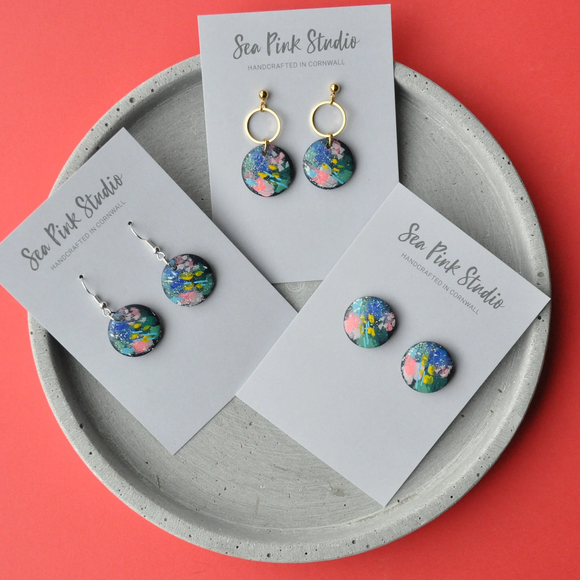 arty painted wooden earrings