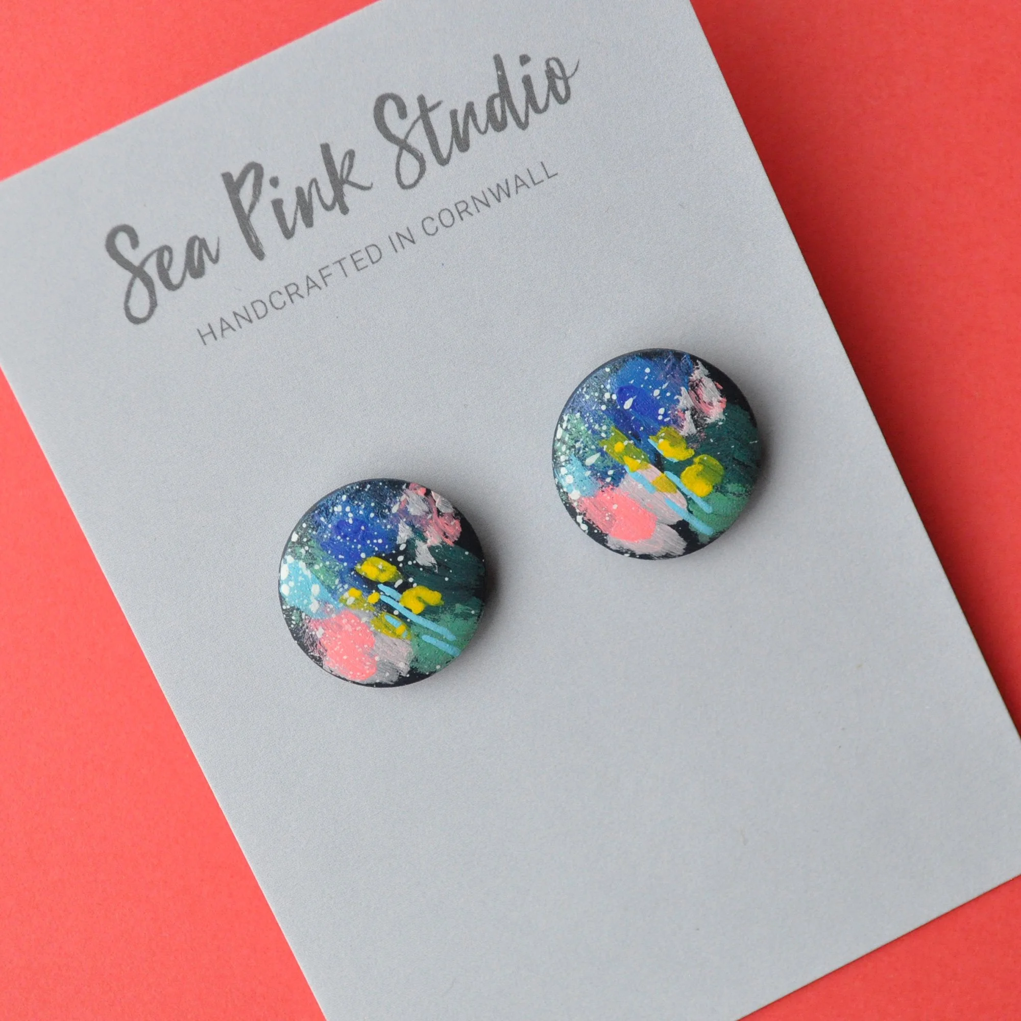 arty painted wooden earrings