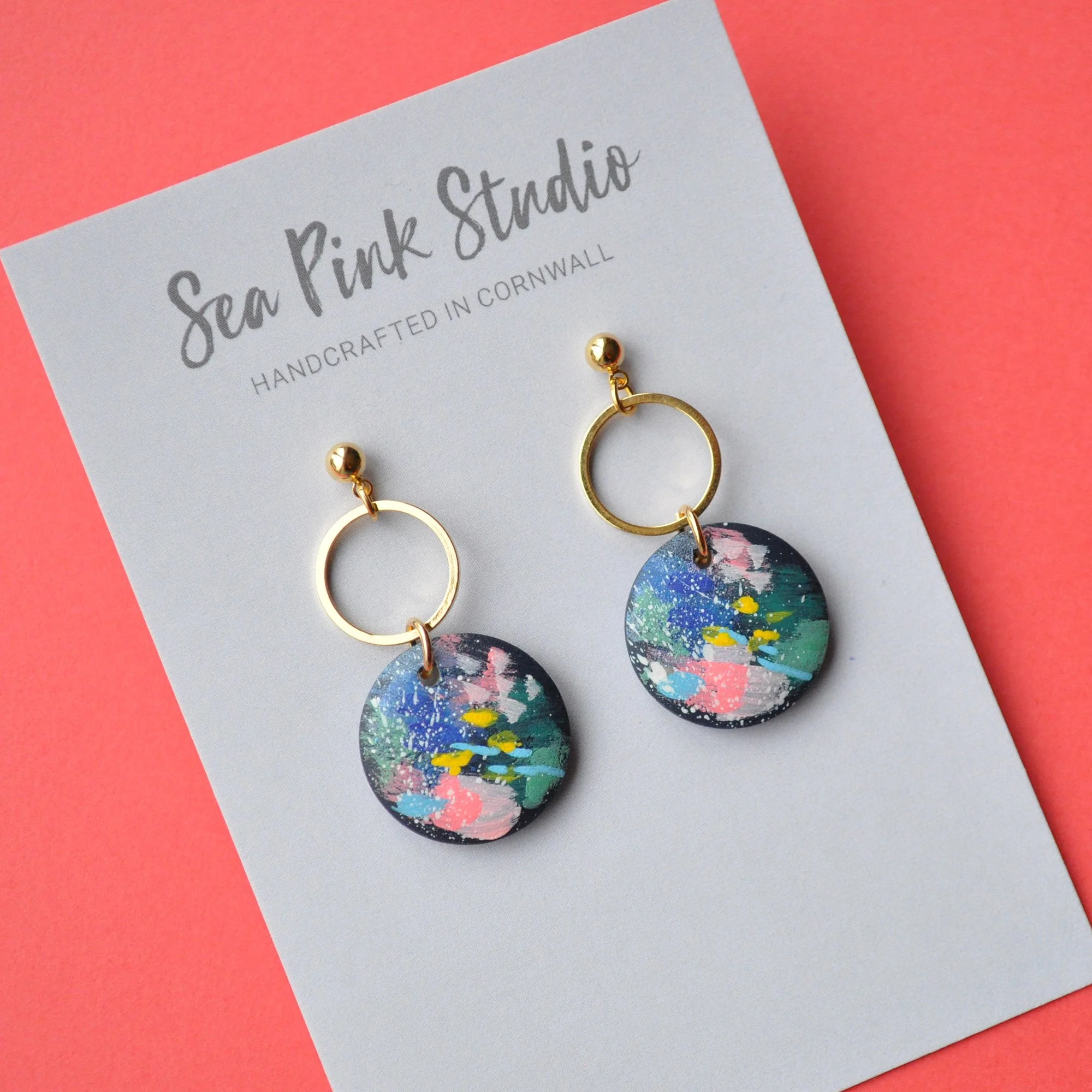 arty painted colourful earrings