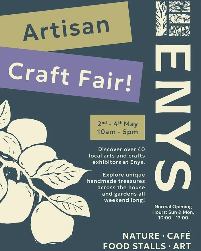 Join me at Enys Gardens on the 2nd - 4th May! 

This year the Artisan Craft Fair will be running for the first three days of the Bluebell festival, which takes place for the first two weeks of May. You&rsquo;ll find incredible local makers and unique