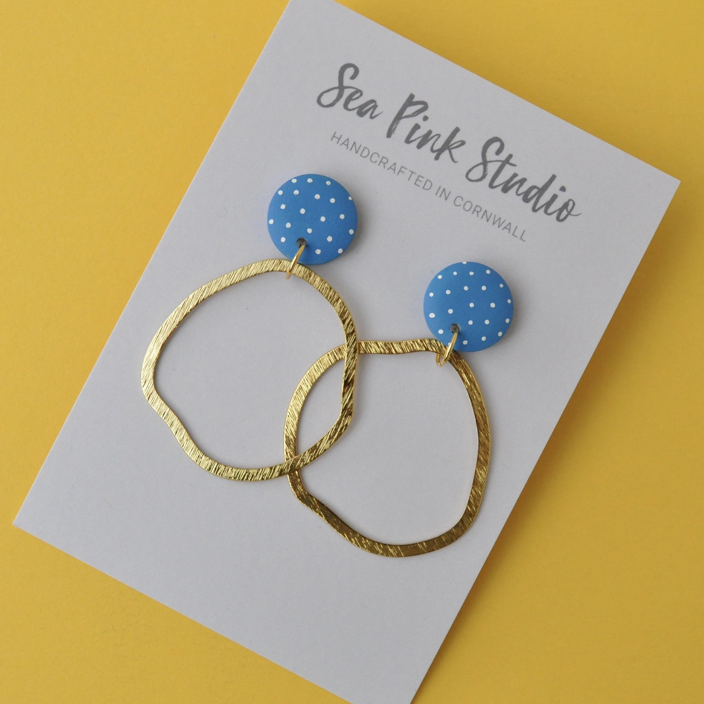 blue spotty earrings