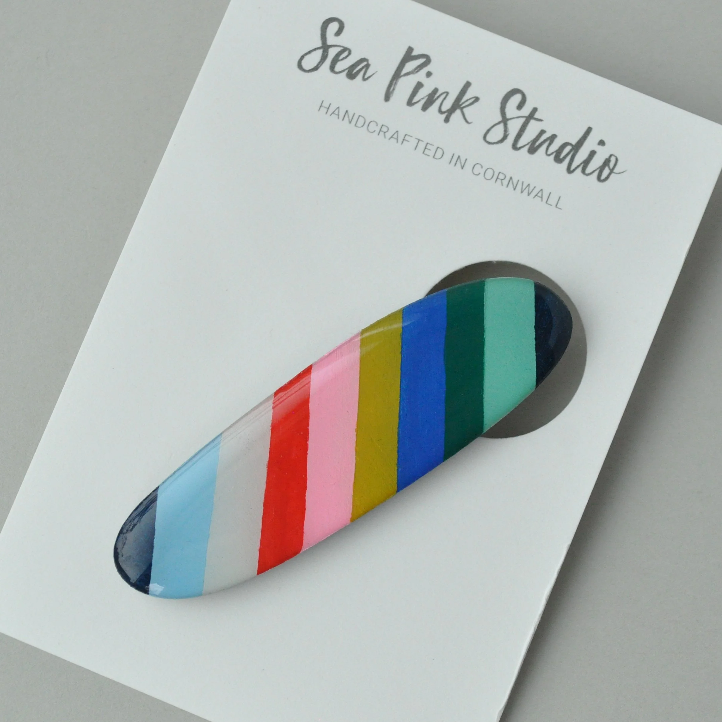 wooden striped hair slide