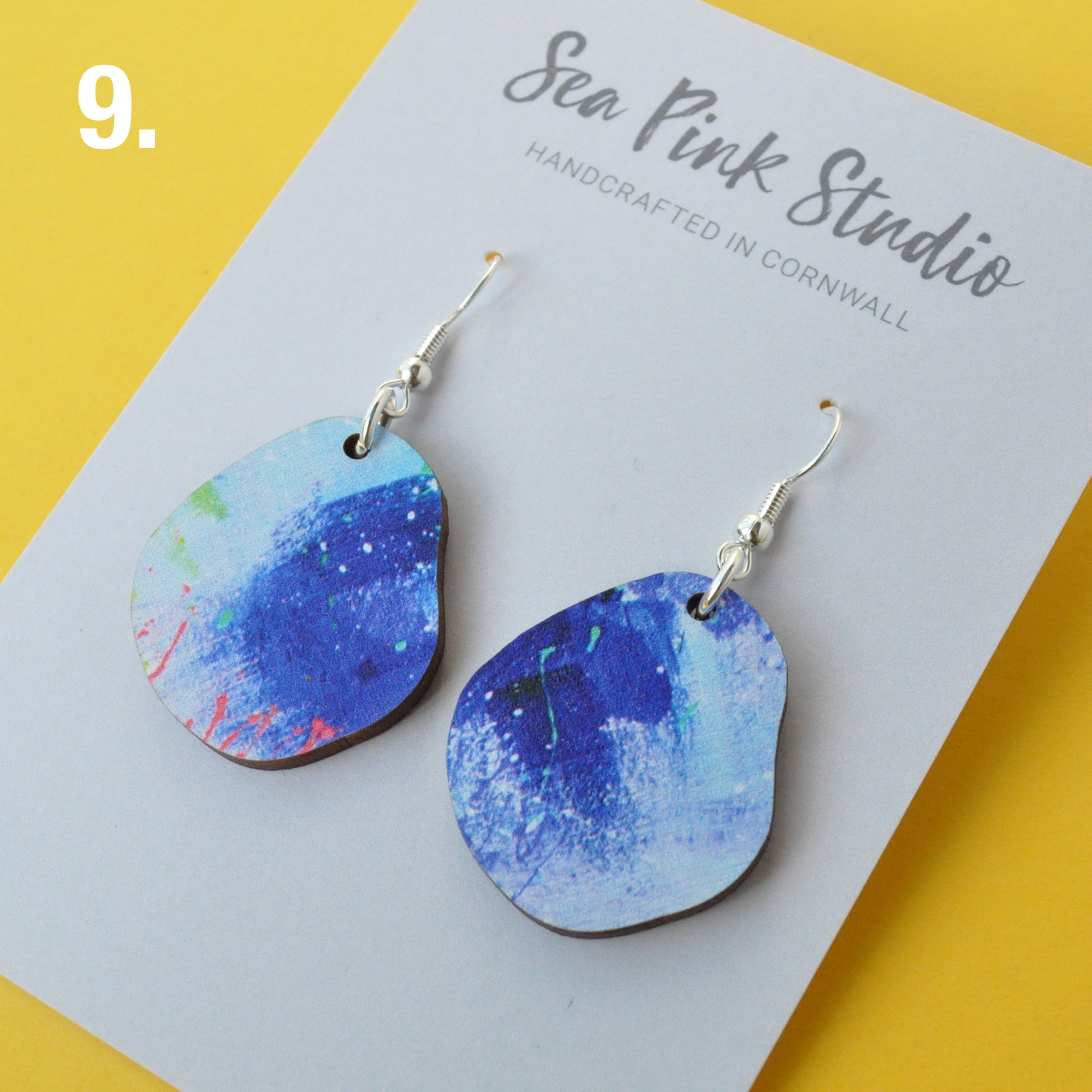 arty colourful painted wooden earrings