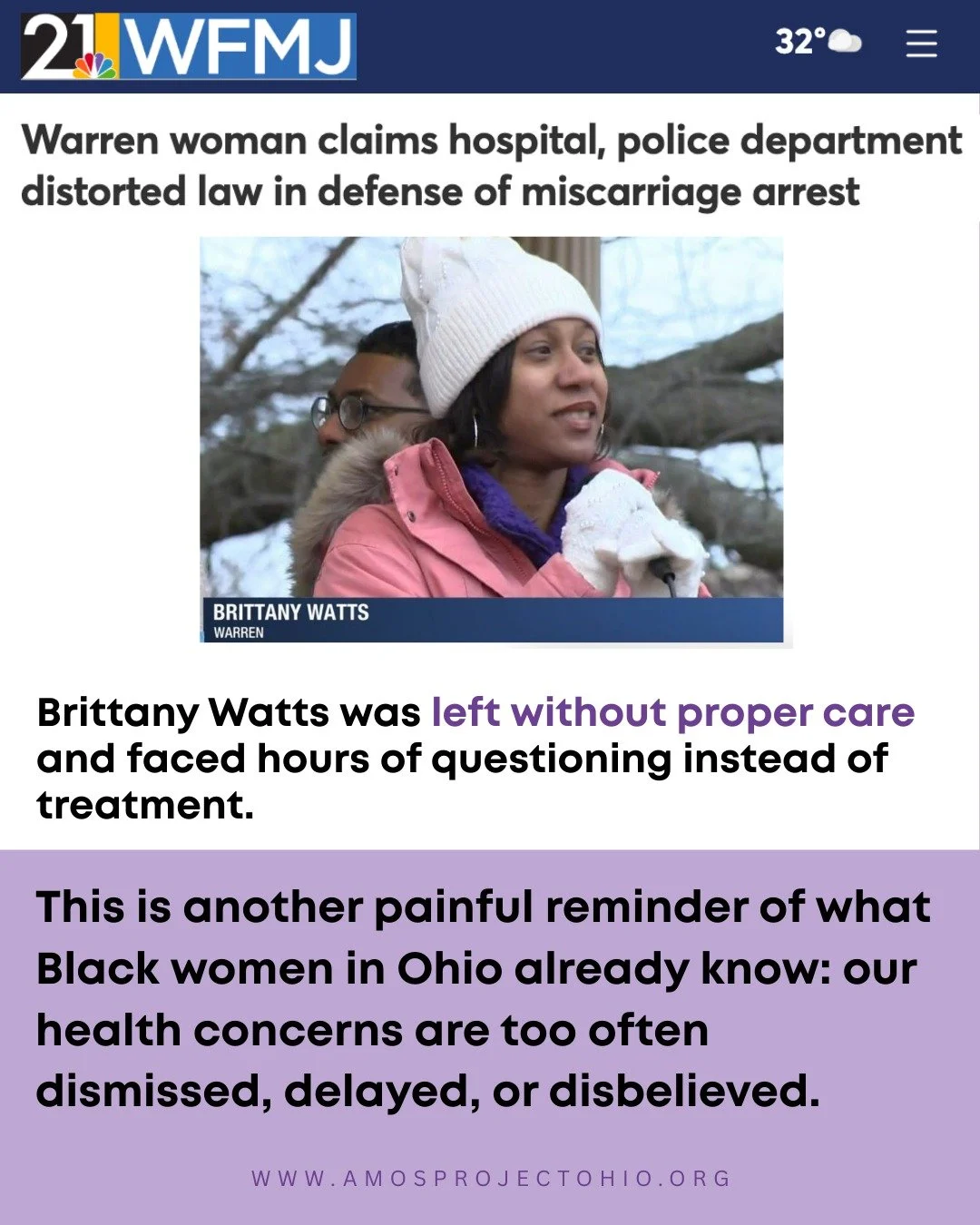 Brittany Watts&rsquo; story is a warning.

When a Black woman in Ohio seeks help and is met with confusion, delay, or suspicion instead of care, it exposes the truth that the system is still not built to protect Black women&rsquo;s health.

Our Black