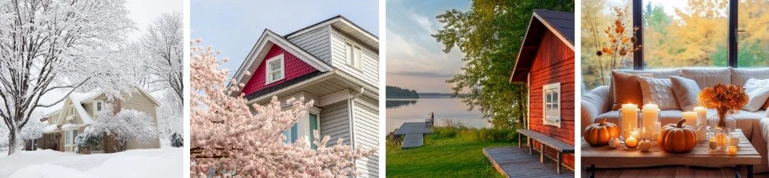 collage of 4 homes representing each season of the year