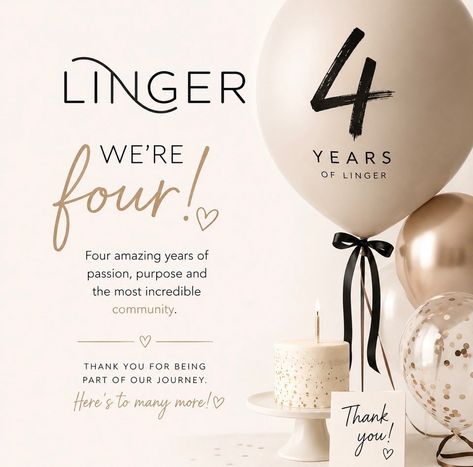 ✨ FOUR YEARS OF LINGER ✨

Today we&rsquo;re celebrating 4 incredible years of LINGER.
Four years of growth, passion, learning, creativity, and the most amazing community we could have ever asked for.

What started as a vision has become something so 