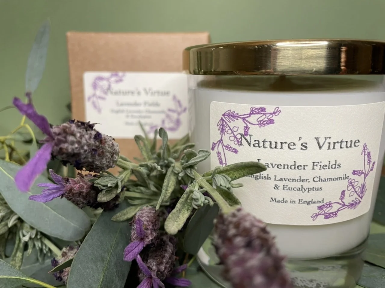 Lavender Premium Soy Candle in Leather High-end Glass Jar | 7.8 oz 50 Hour Burn Time | Aromatherapy Candle for Home | All Natural Ingredients | Gift Box Included | Buy Now