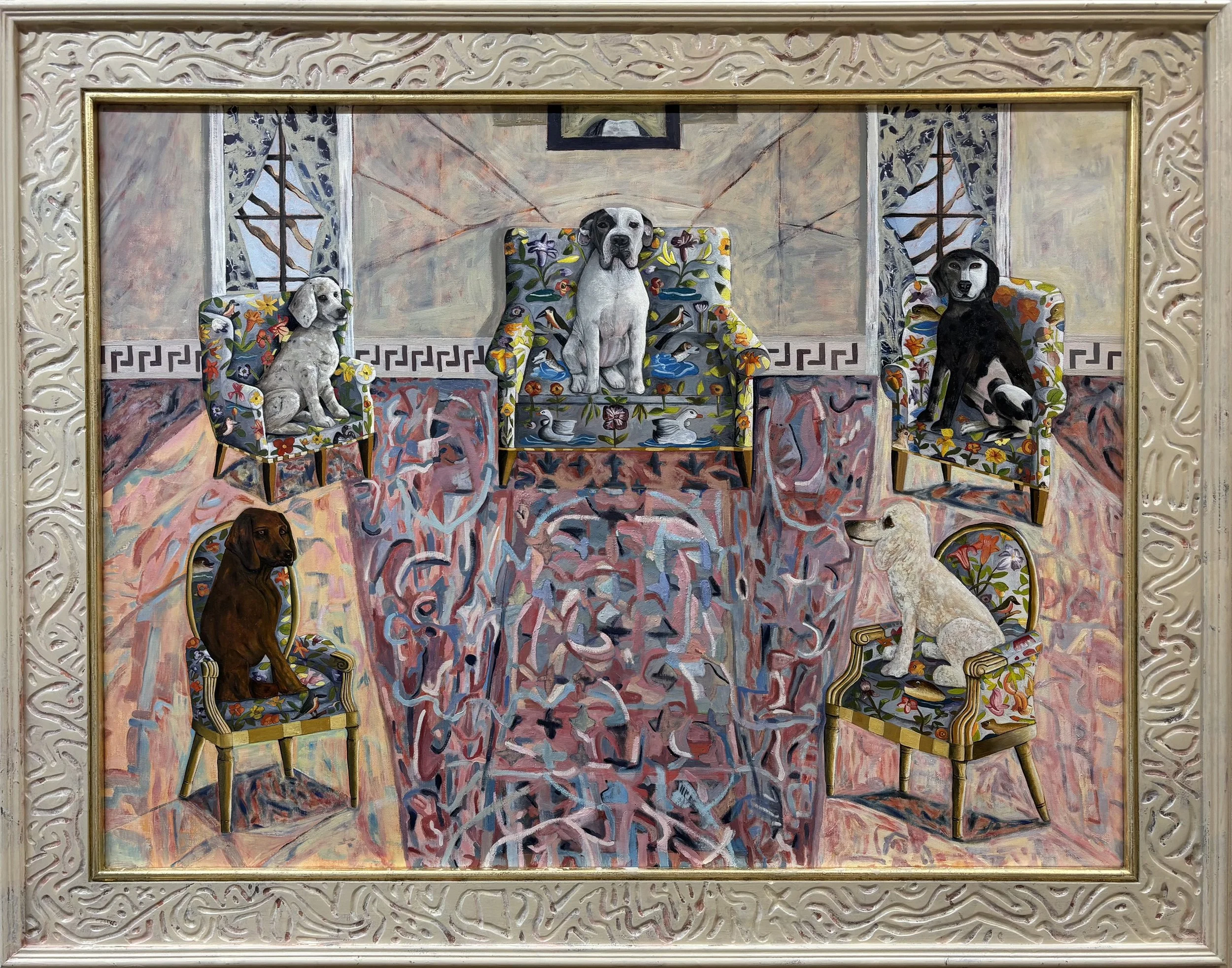 The Dog's Club 2 
Oil on canvas, 38"H x 48"W