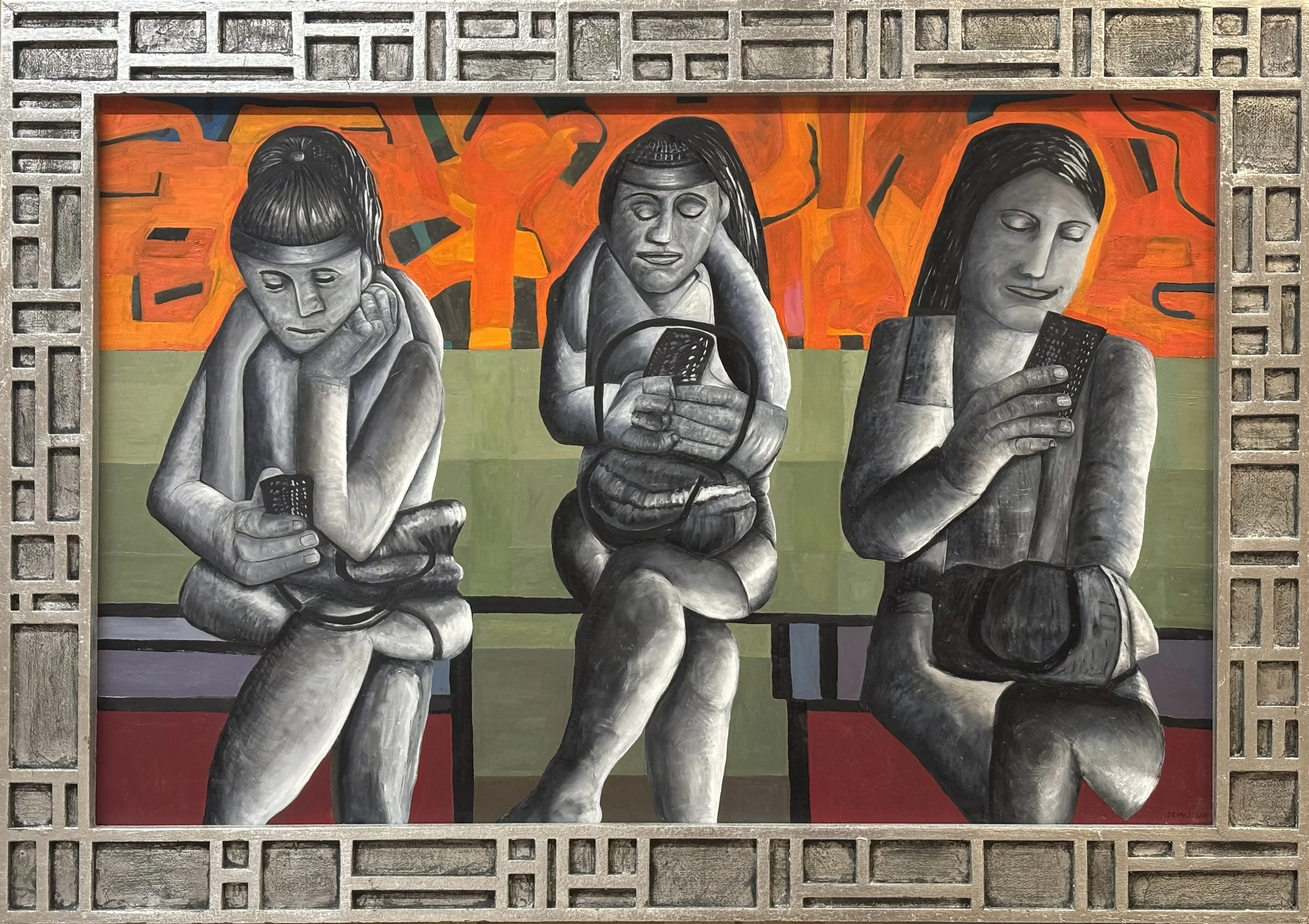 A Waiting Room 
Oil on canvas, 30"H x 43 1/2"W