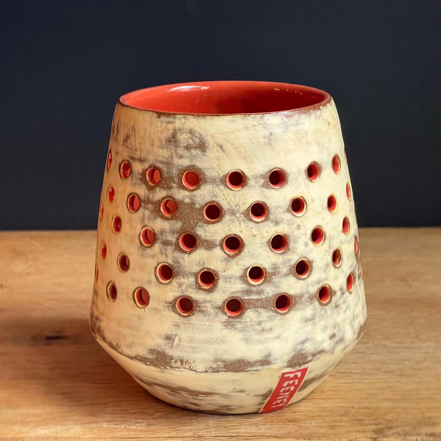 Candle holder. Photo of glowing red dots while in use to come. 🔥
.
.
.
#functionalceramics #terrasigillata #candleholder #grapicclay