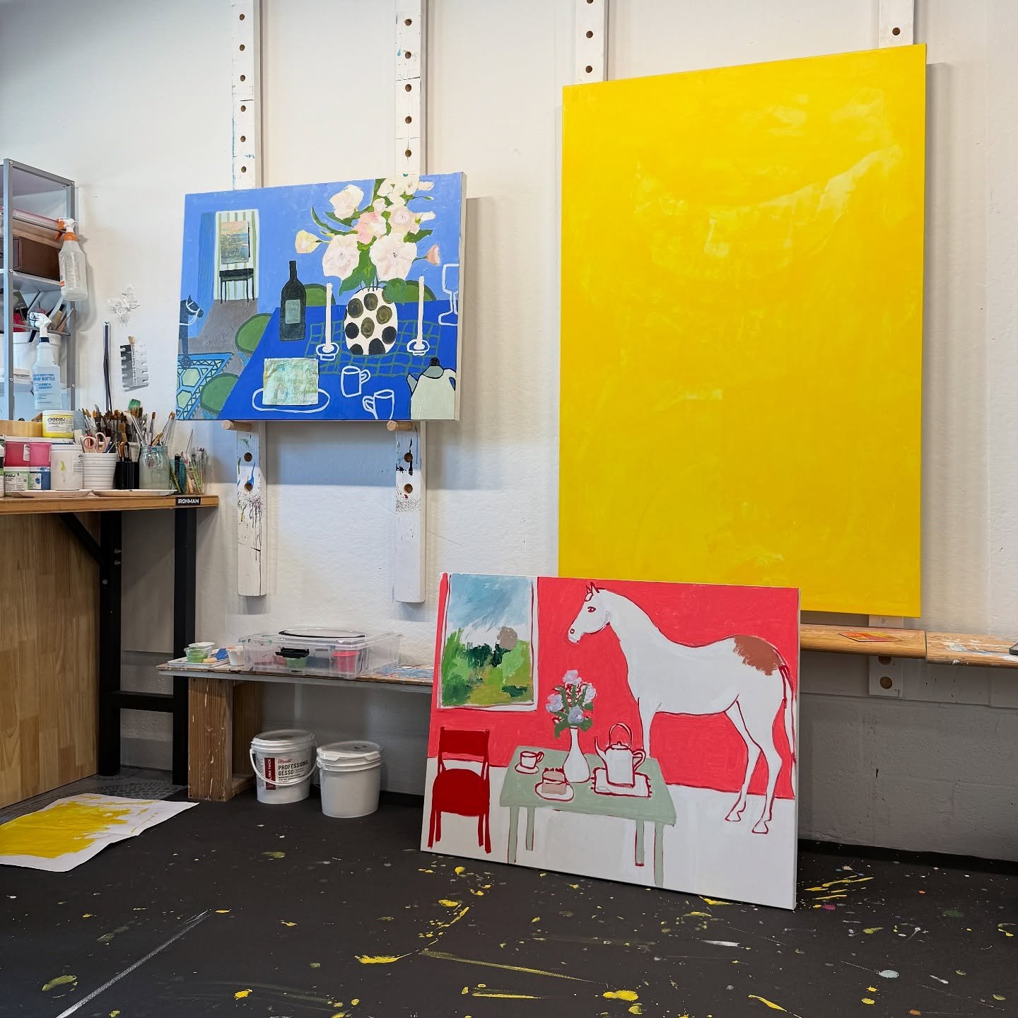 WIP: chasing light, color, and a white horse 🐎✨#studiovibes #artistlife #wip #colorfulart # #creativeprocess #elizabethwilliamsart