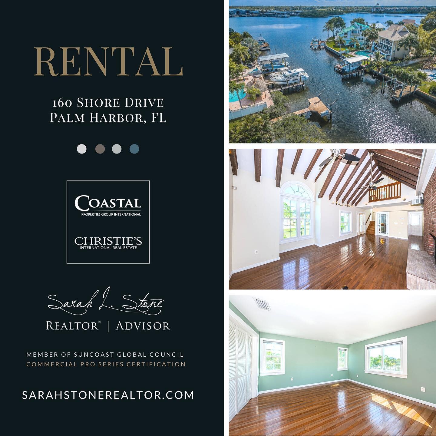 Rental Property | Ozona / Palm Harbor. Located in the quaint coastal community of Ozona, in North Pinellas county, this beautiful 3 floor waterfront 2800 sq ft home is available to rent. This home has been updated and has lots of charm and unique fea