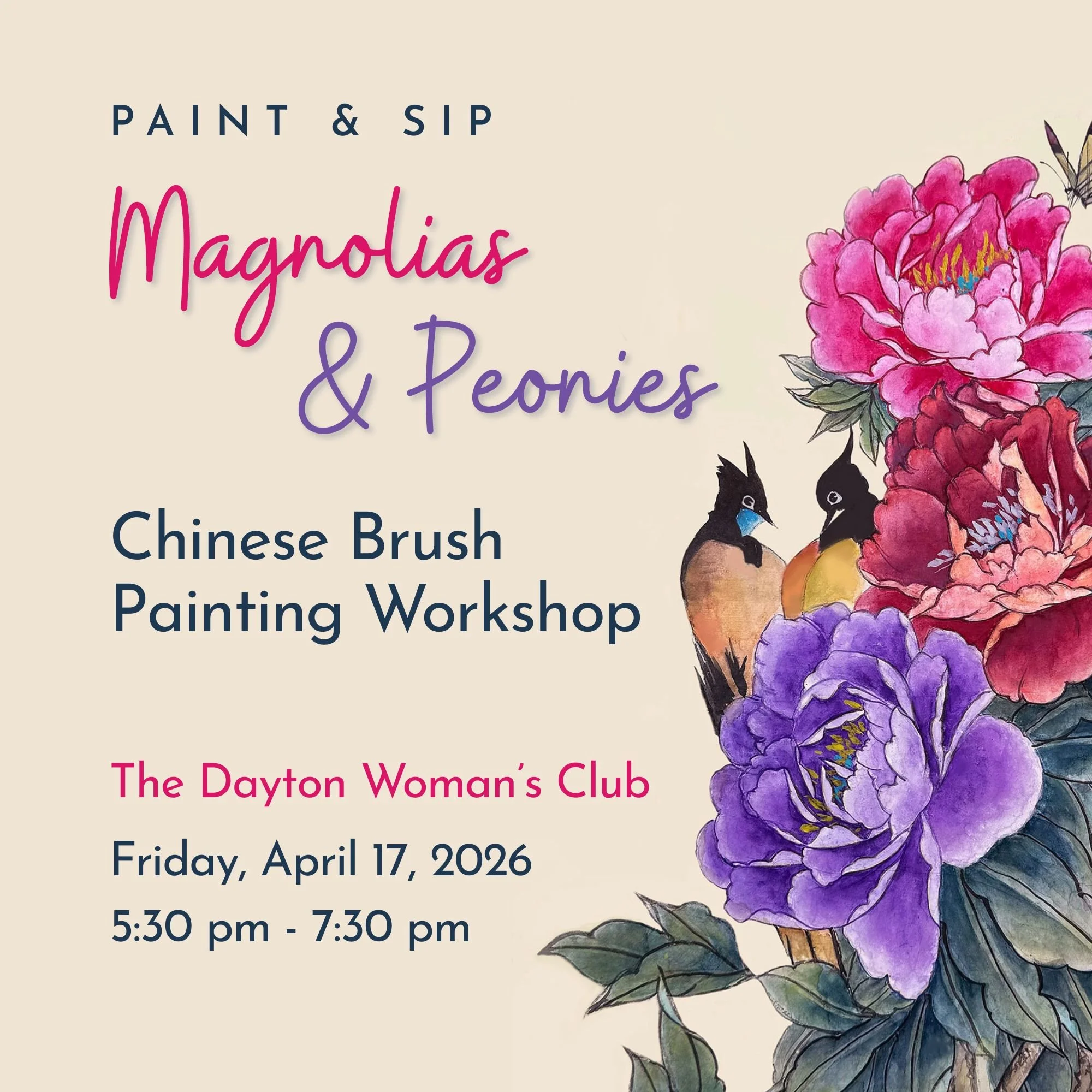 Paint &amp; Sip: Magnolias &amp; Peonies in Chinese Brush Painting