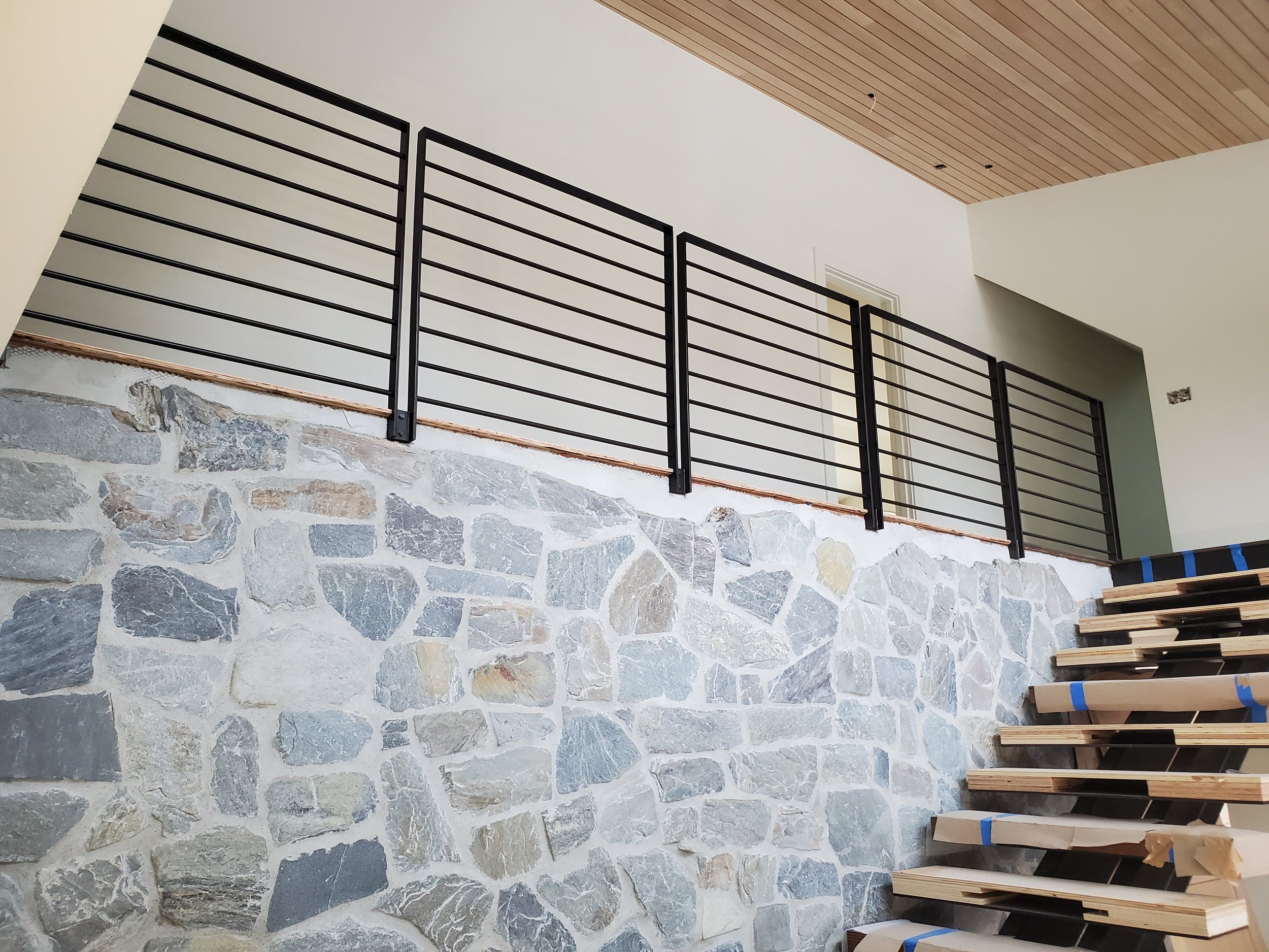 Upper Railing, Cascading Railing and wood handrail to come