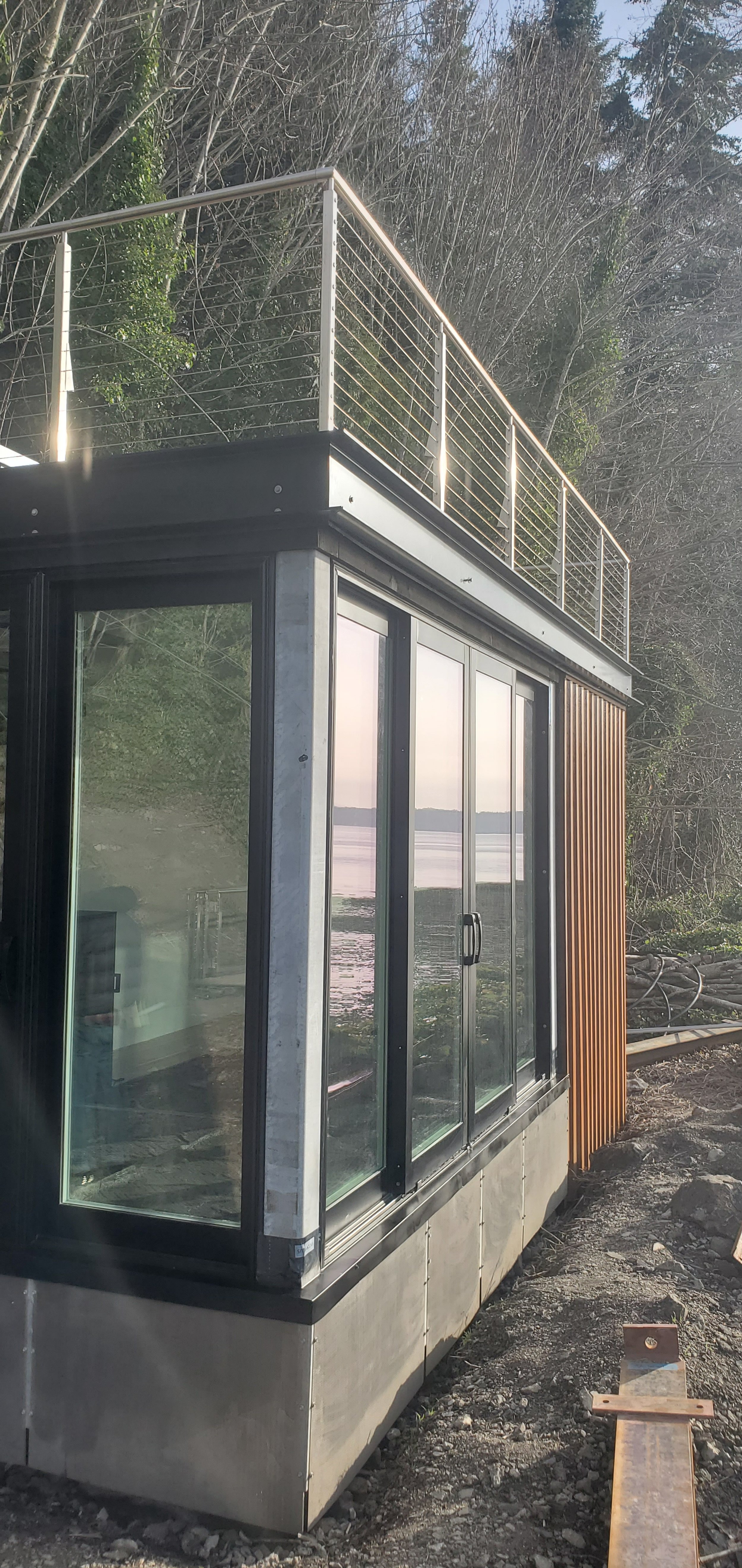 Boathouse, in place next to the water