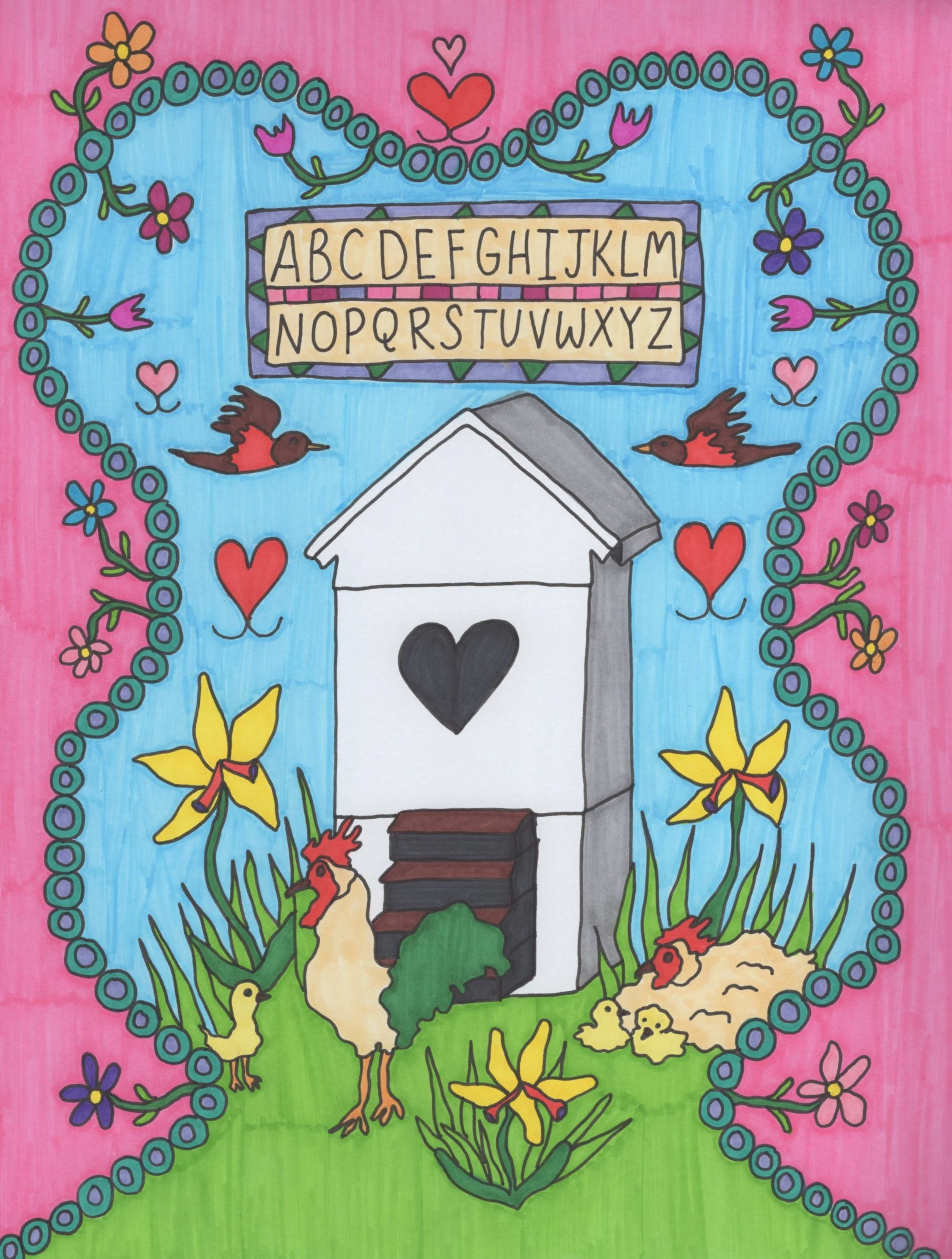 "Folk Art," marker on paper, 8 x 11 in