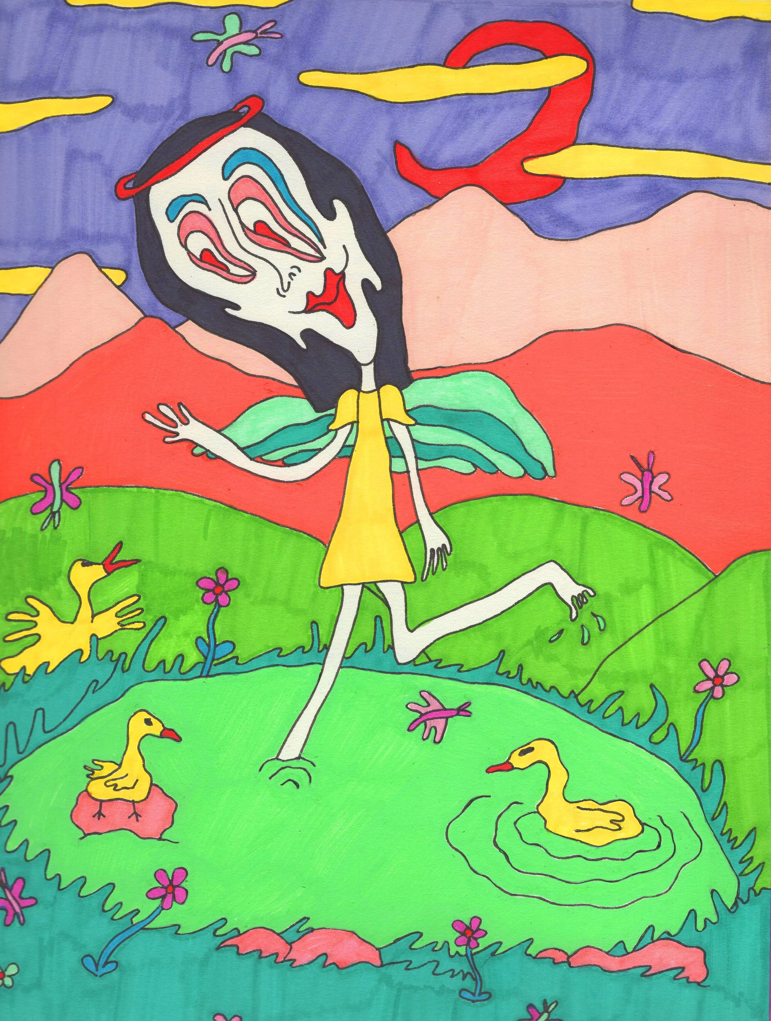 "Pond Lover," marker on paper, 8 x 11 in