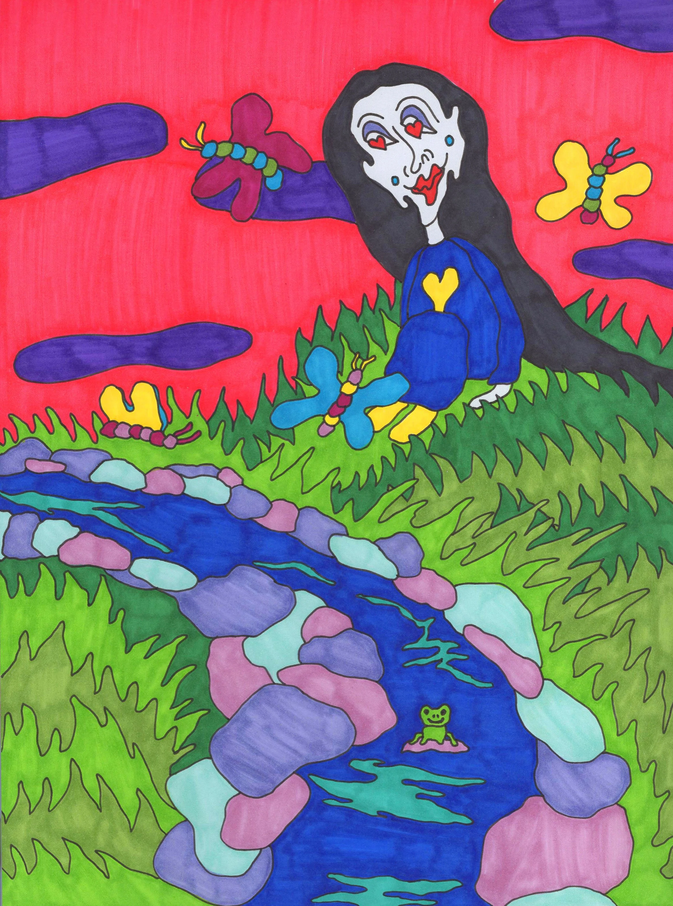 "River Lover," marker on paper, 8 x 11 in, 2023