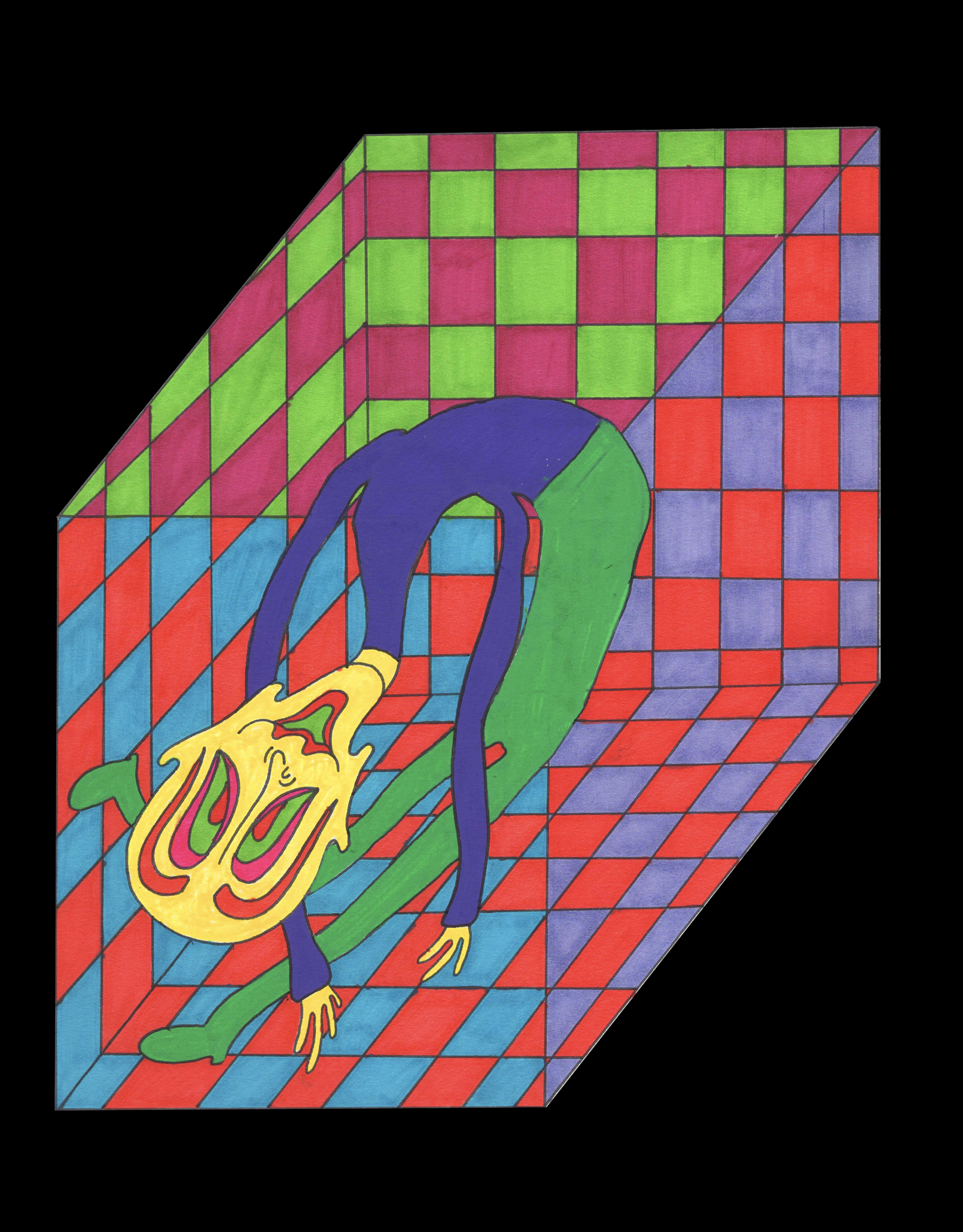 "Boxed," marker on paper, 9 x 12 in, 2020