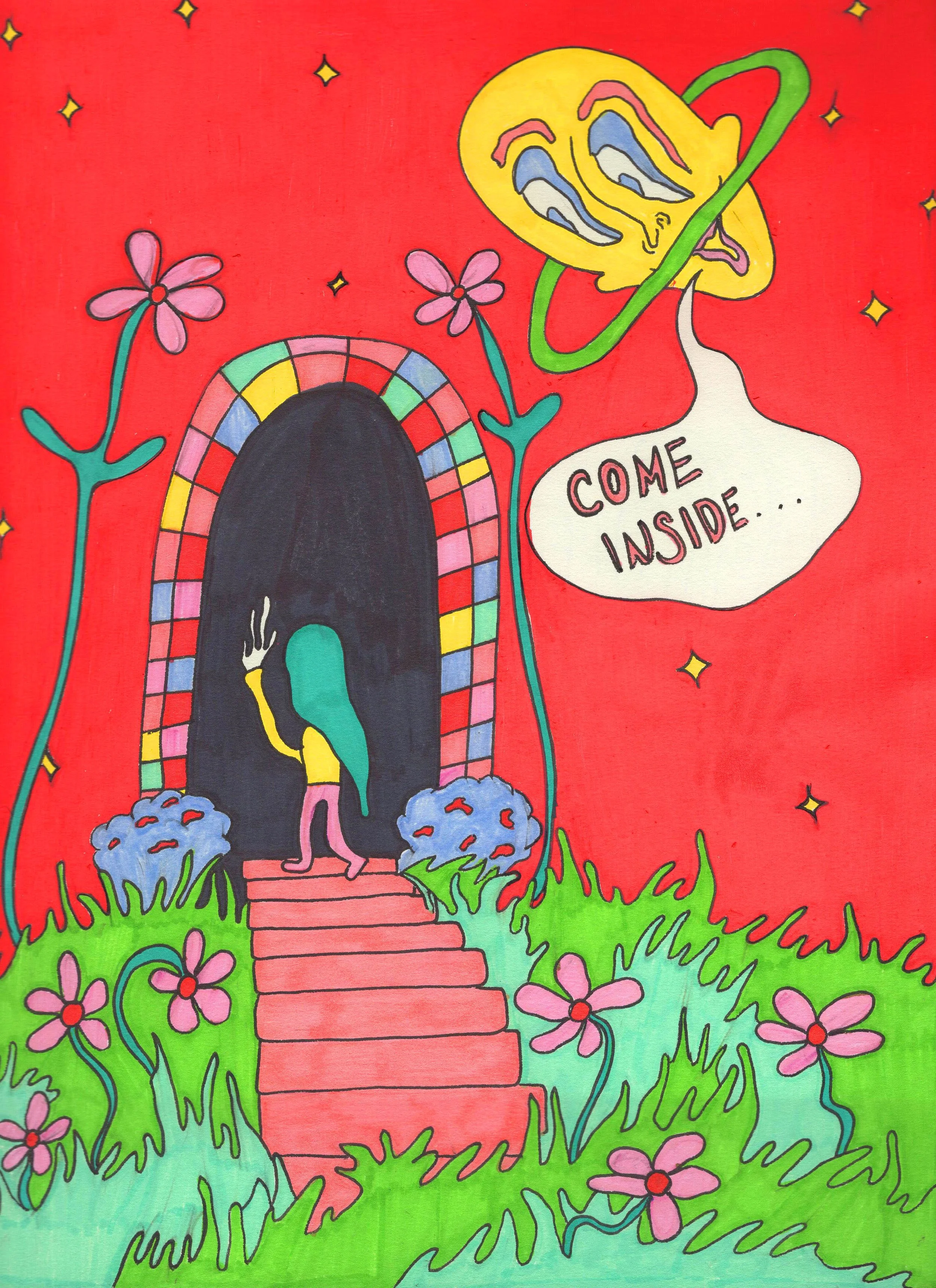"Portal," marker on paper, 9 x 12 in, 2020