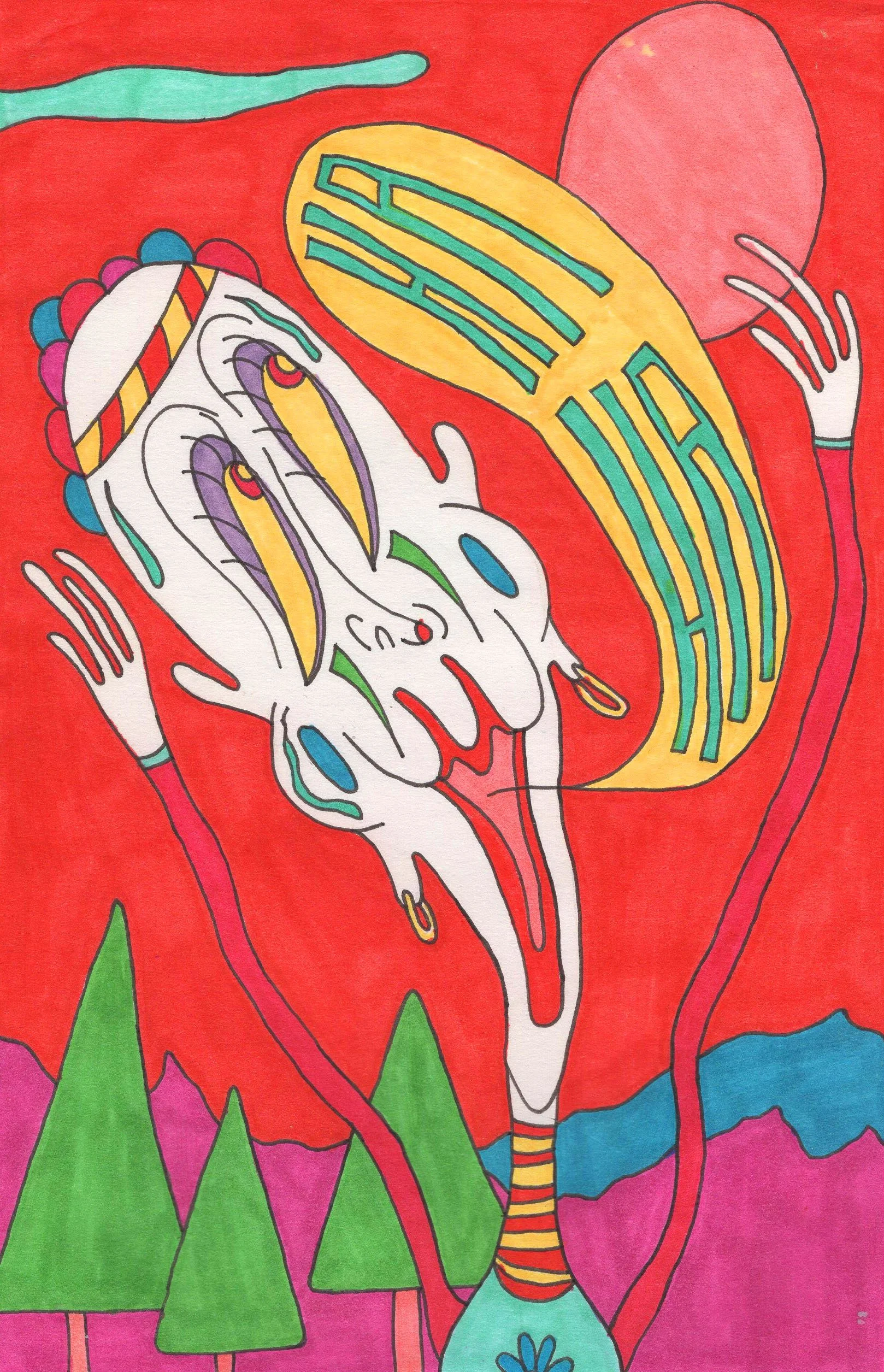 "HaHa Face," marker on paper, 5.5 x 8.5 in, 2017