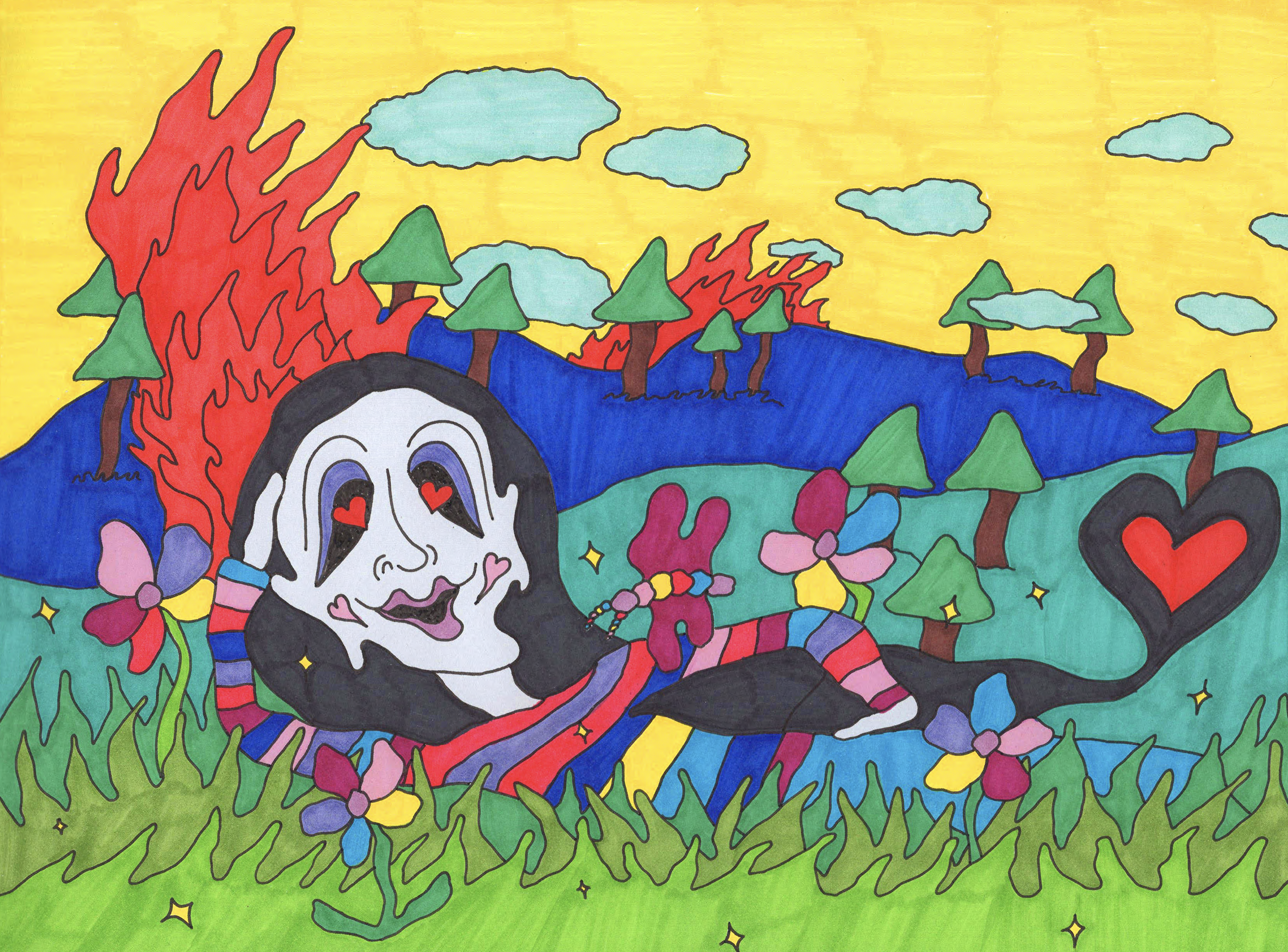 "I Want to Pretend Nothing is Wrong," marker on paper, 8 x 11 in, 2023