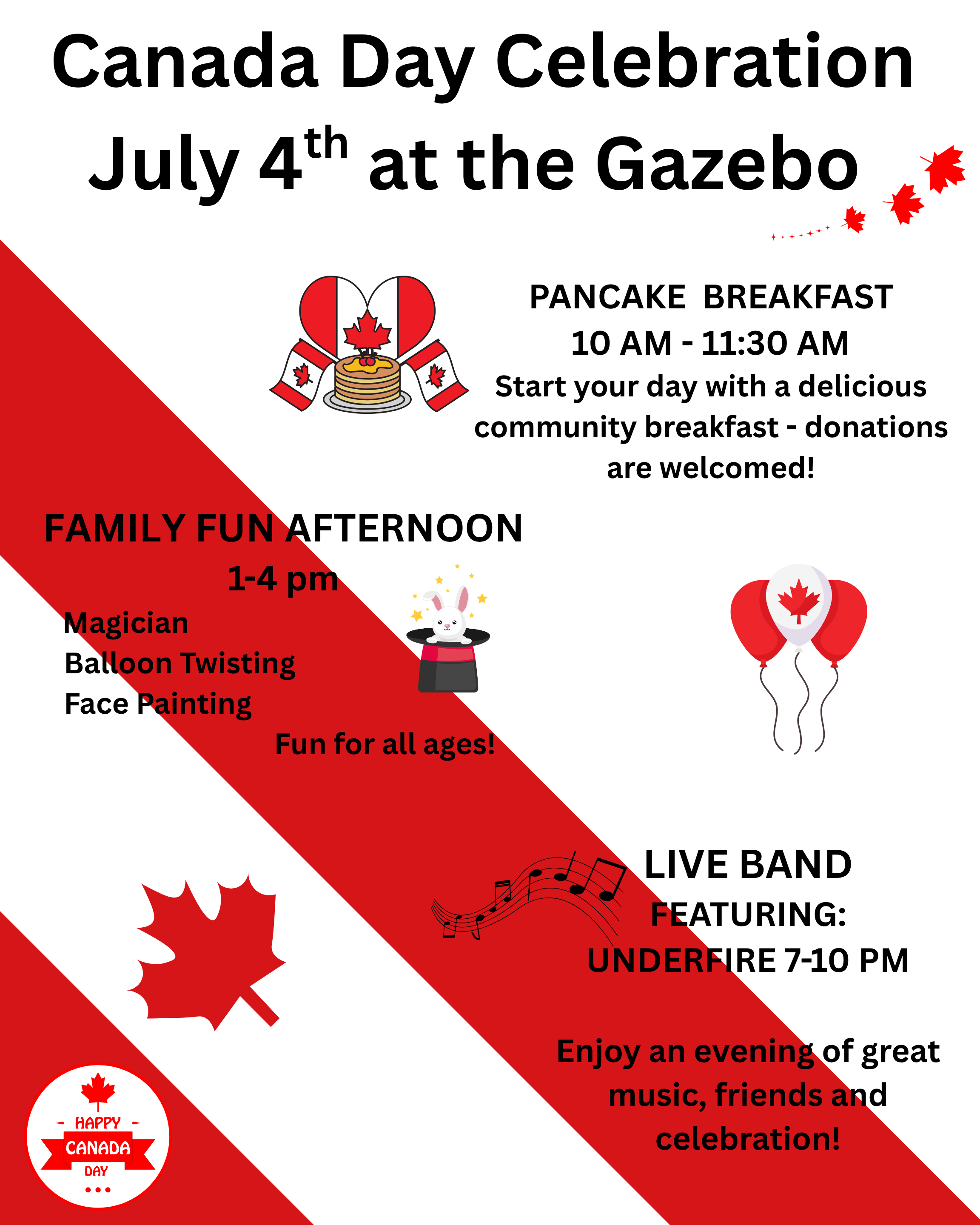 Canada Day Celebration July 4th at the Gazebo