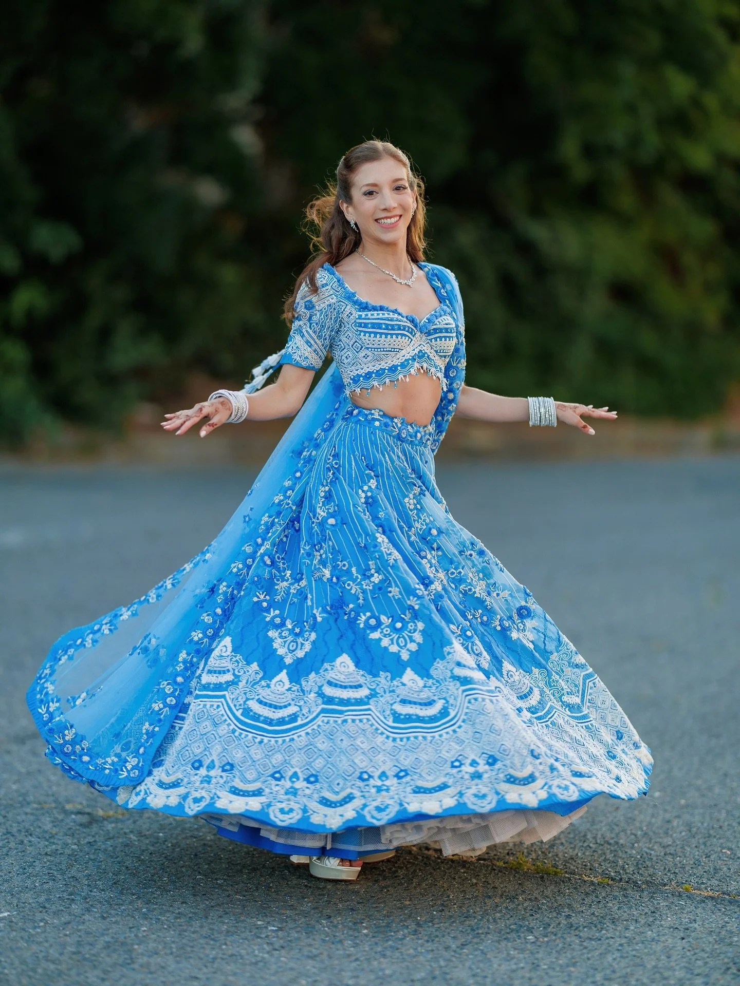 For a dancer and Pilates instructor like our lovely bride Aryanna, the weight of her garment was no match for her spirit&mdash;she danced the night away, glowing with joy in her Cinderella-colored sangeet attire.

Bride: @aryanna7 
Bride&rsquo;s atti