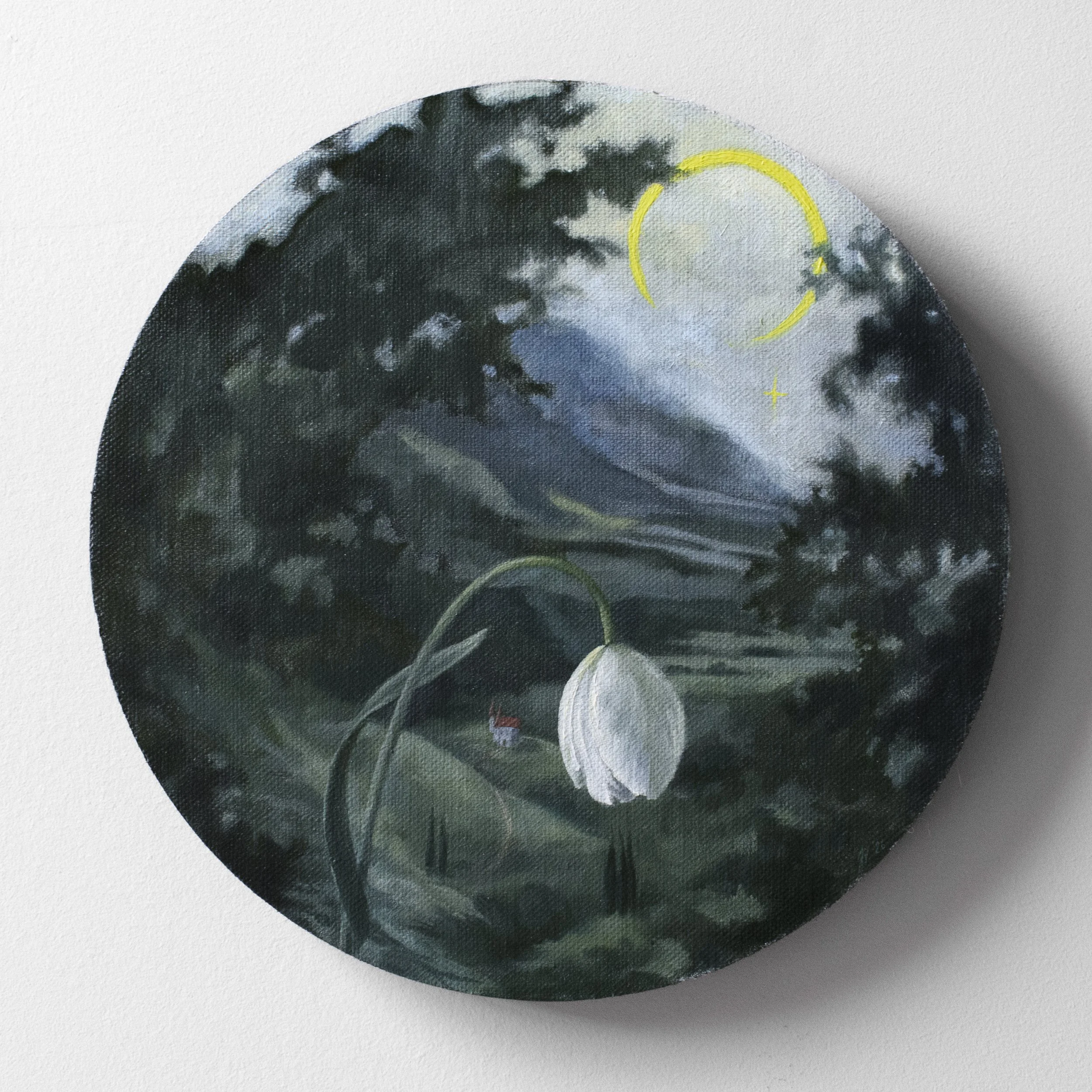 Journey's End  12 inch diameter, oil on linen mounted on panel, 2026 
