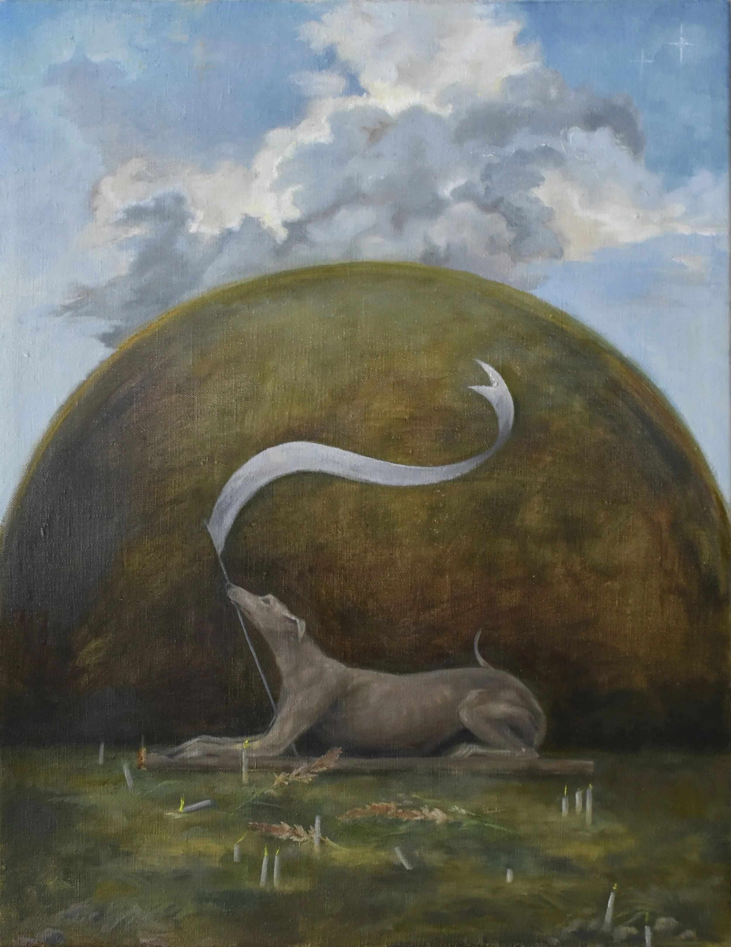 Waving the White Flag for No Reason at All   14 x 18 inches, oil on linen, 2024 