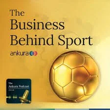 Cover of the book titled 'The Business Behind Sport' by Ankura, featuring a gold soccer ball on a yellow background.