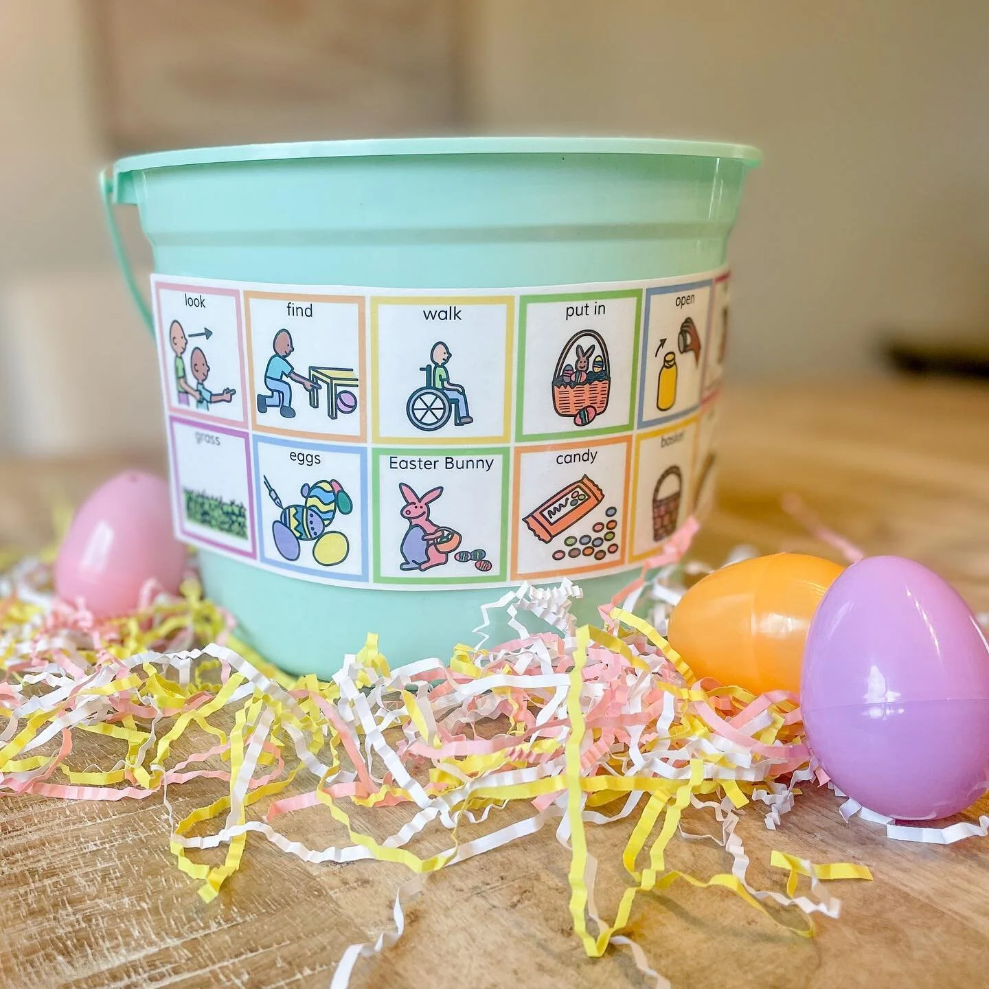 This FREEBIE from @aacforall and @learnwithchatterboxes is ADORABLE! 🐣Just print, cut and tape to your basket! I&rsquo;m definitely adding this to my go-to file for my AAC users. Do you know anyone that could benefit from this, this weekend? @aacfor