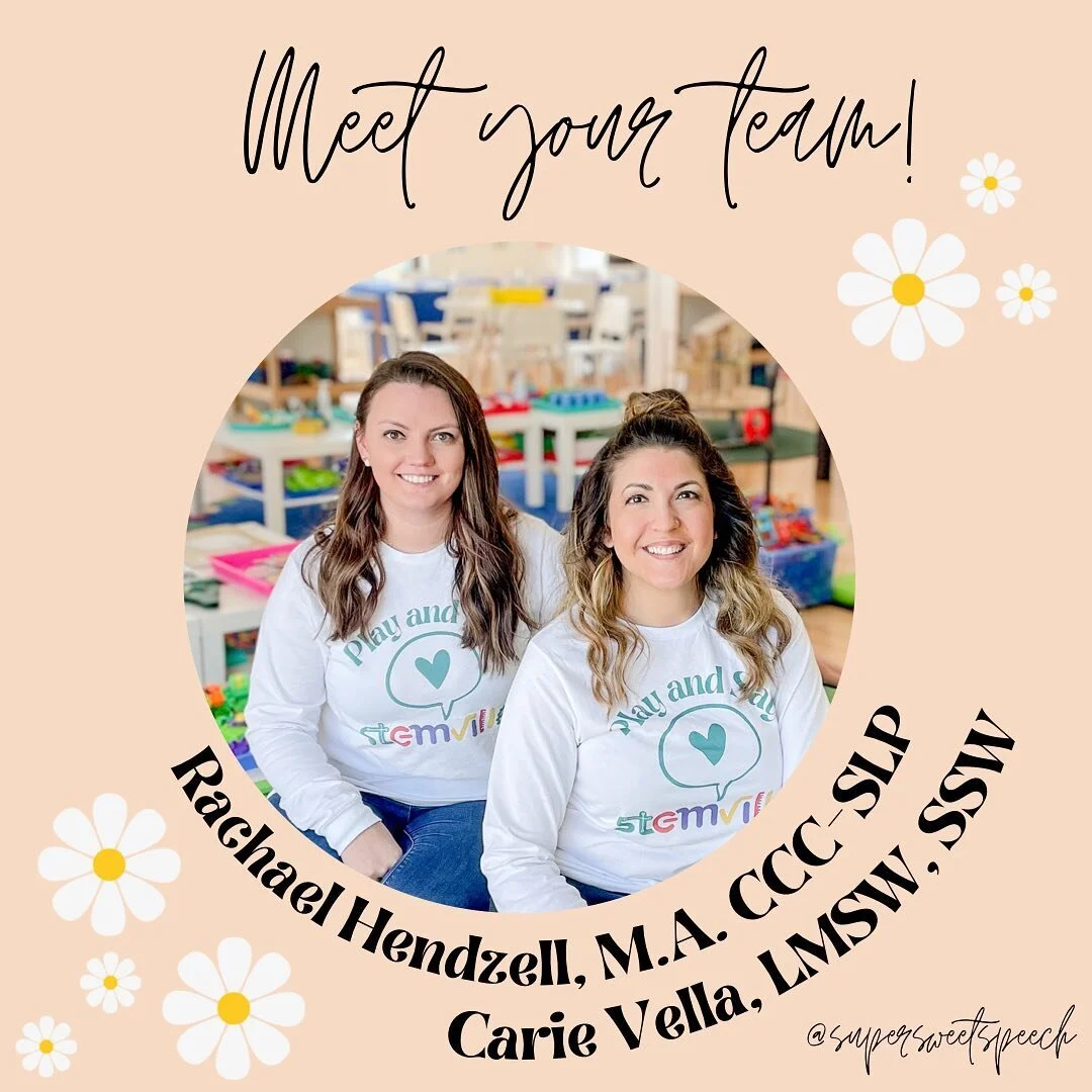Meet your team for tomorrow&rsquo;s Play and Say session at @stemville ! ✨ We are so excited for another class! See you then! 🌸 
&bull;
&bull;
&bull;
&bull;
&bull;
#playandsay #playgroup #play #learnthroughplay #speech #speechpath #slp #sw #socialwo