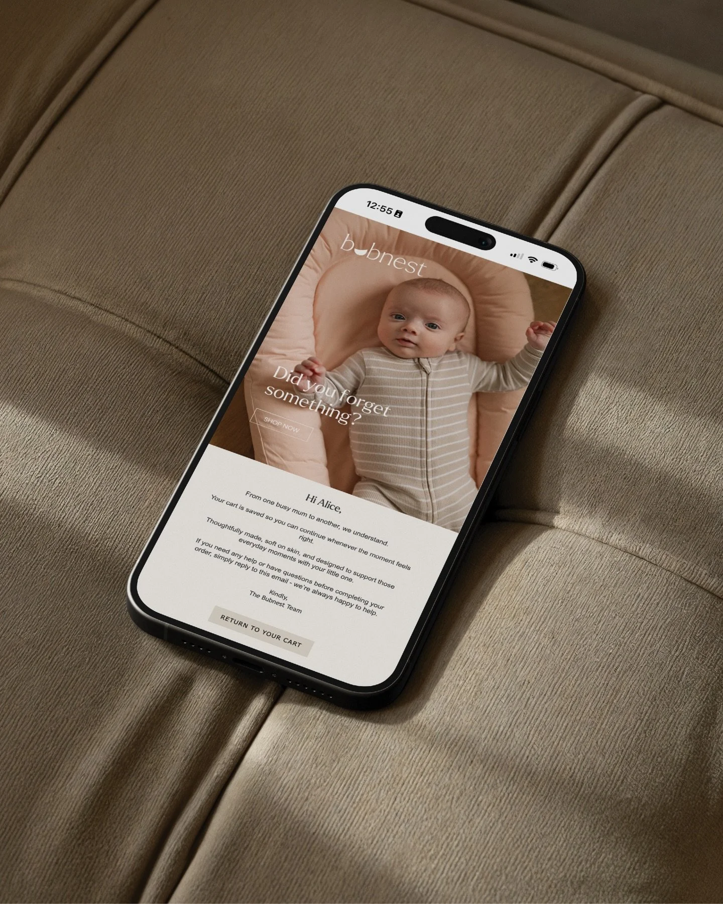 Thoughtful design doesn&rsquo;t stop at the website 🪺 
For @bubnest, we created a suite of beautifully considered email campaigns and automated flows designed to gently guide, support, and convert. From warm welcome journeys to abandoned cart remind