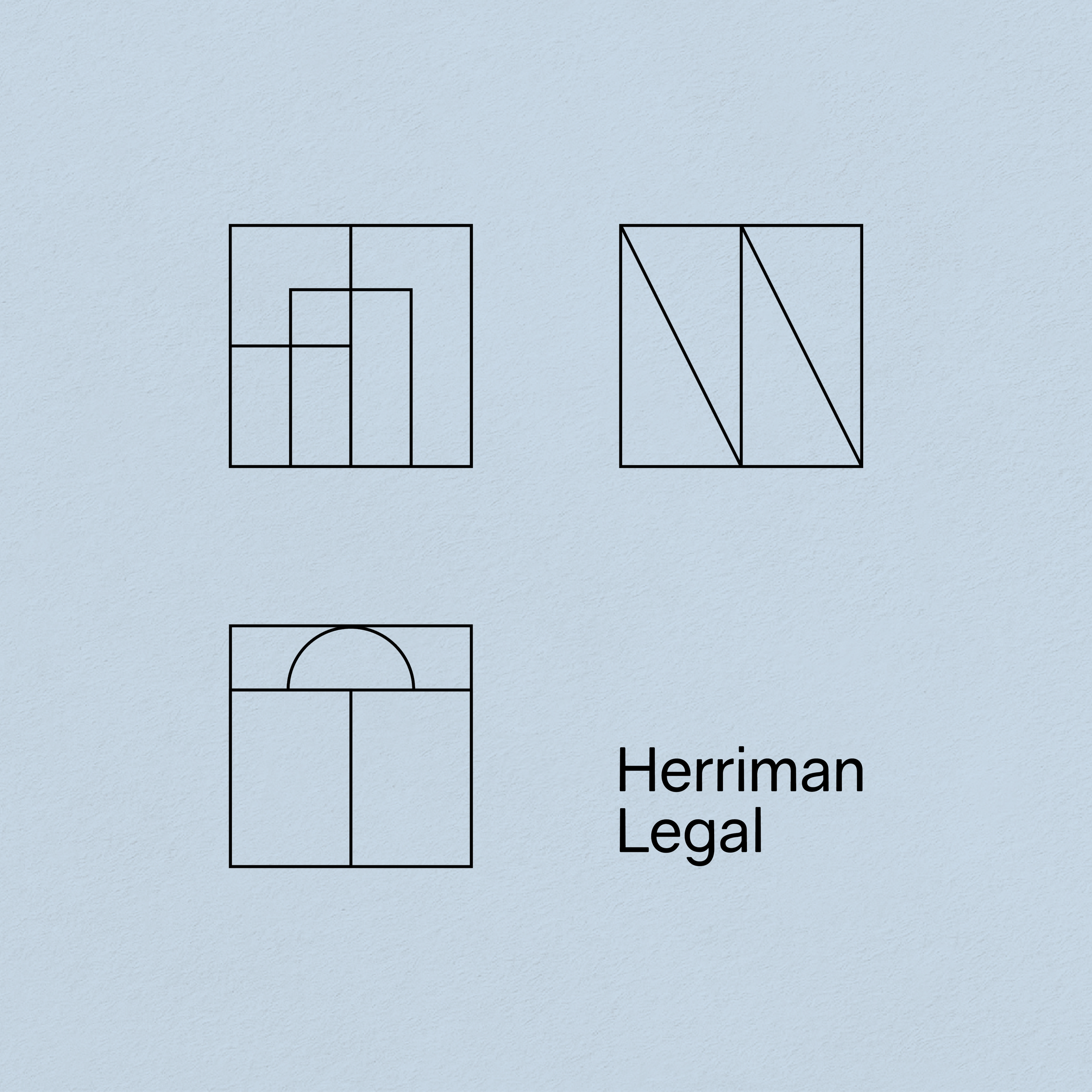 Drawings of two different legal structures, one with a simple rectangular outline and another with diagonal lines, labeled 'Henri Herriman Legal'.