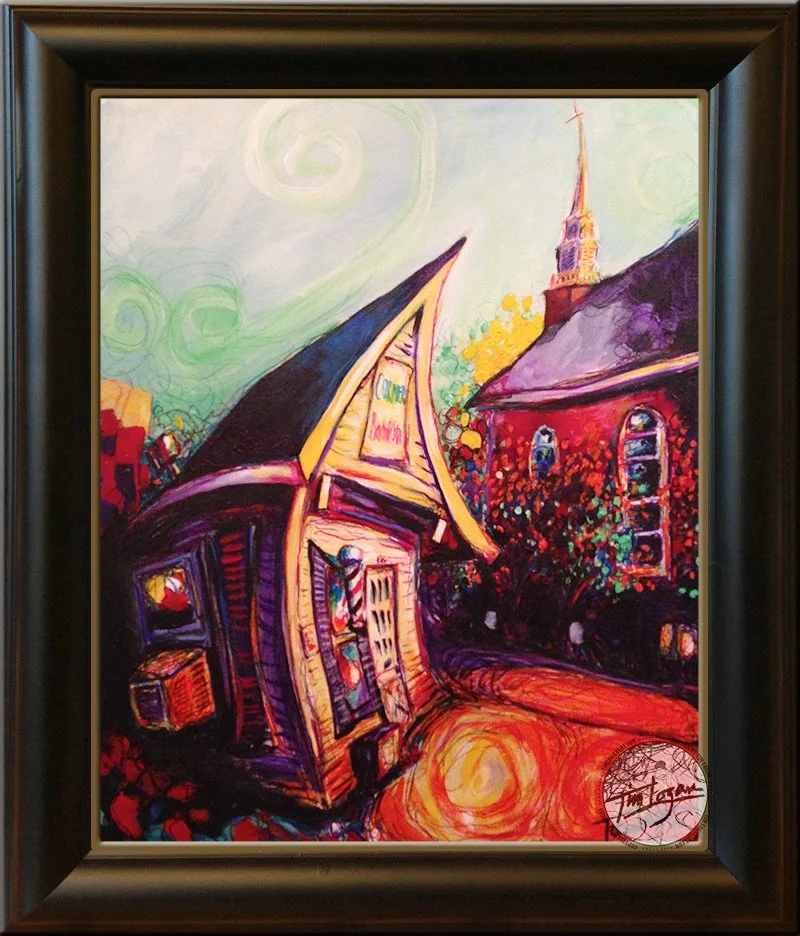 "Corner Barber Shop" – FUMC in the background. Bentonville, AR – Gifted
