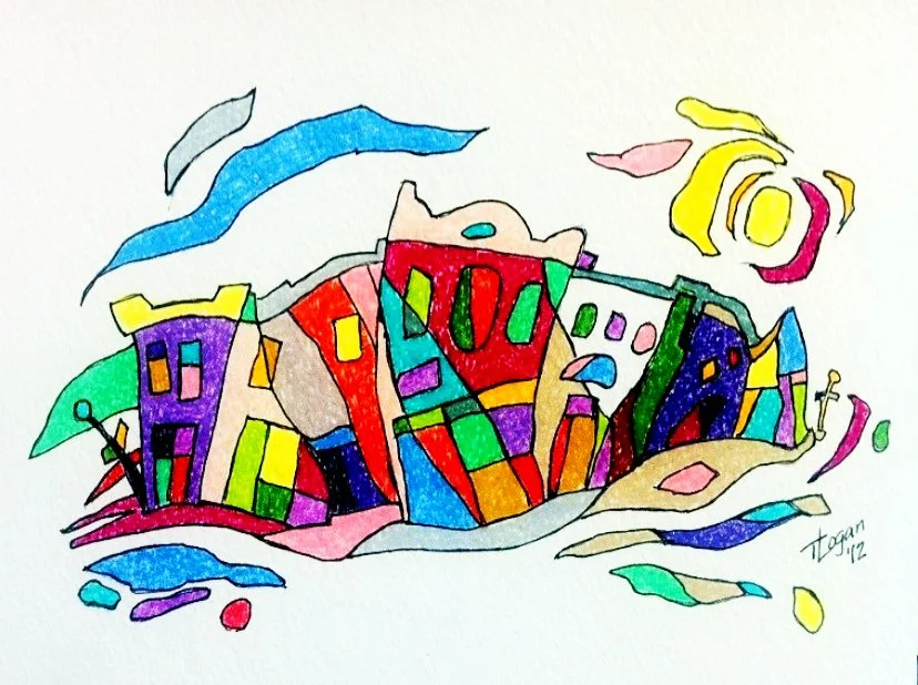 "Downtown" – Colored Pencil – Original Available