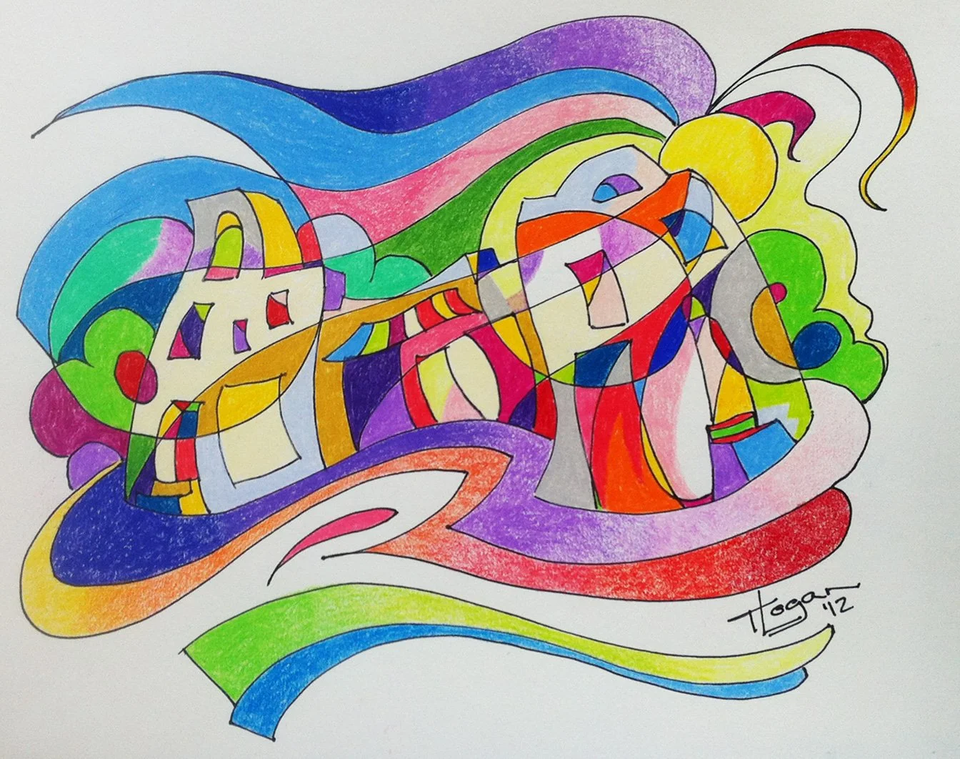 "Downtown Color Play" – Colored Pencil – NFS