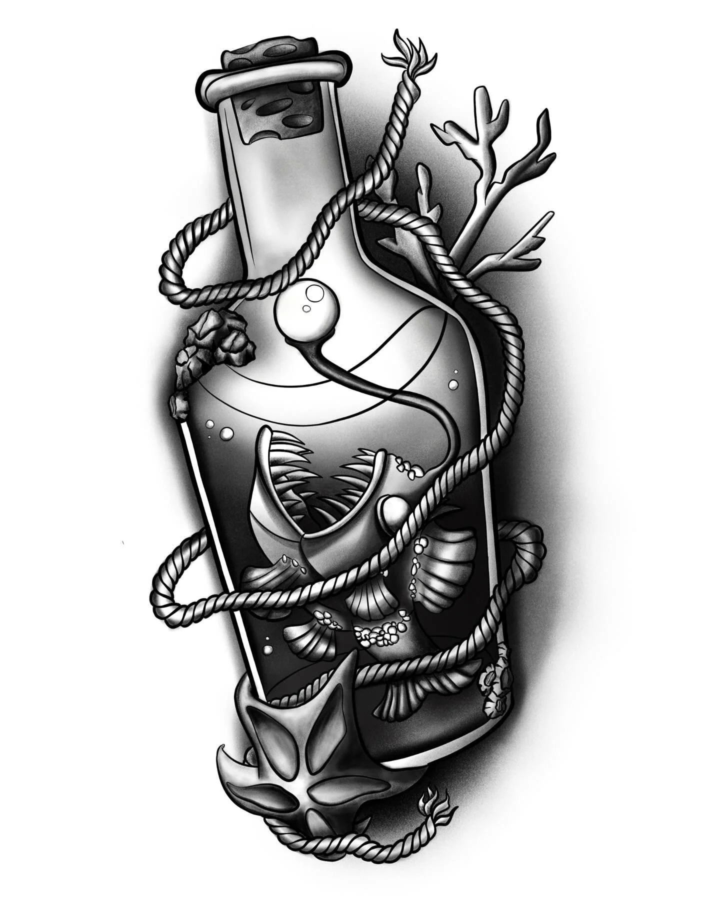 New flash! Looking forward to getting this into fake skin, and eventually real skin someday! 🌊🎣😉 #tattooartist #tattooapprenticeship #anglerfish #illistration