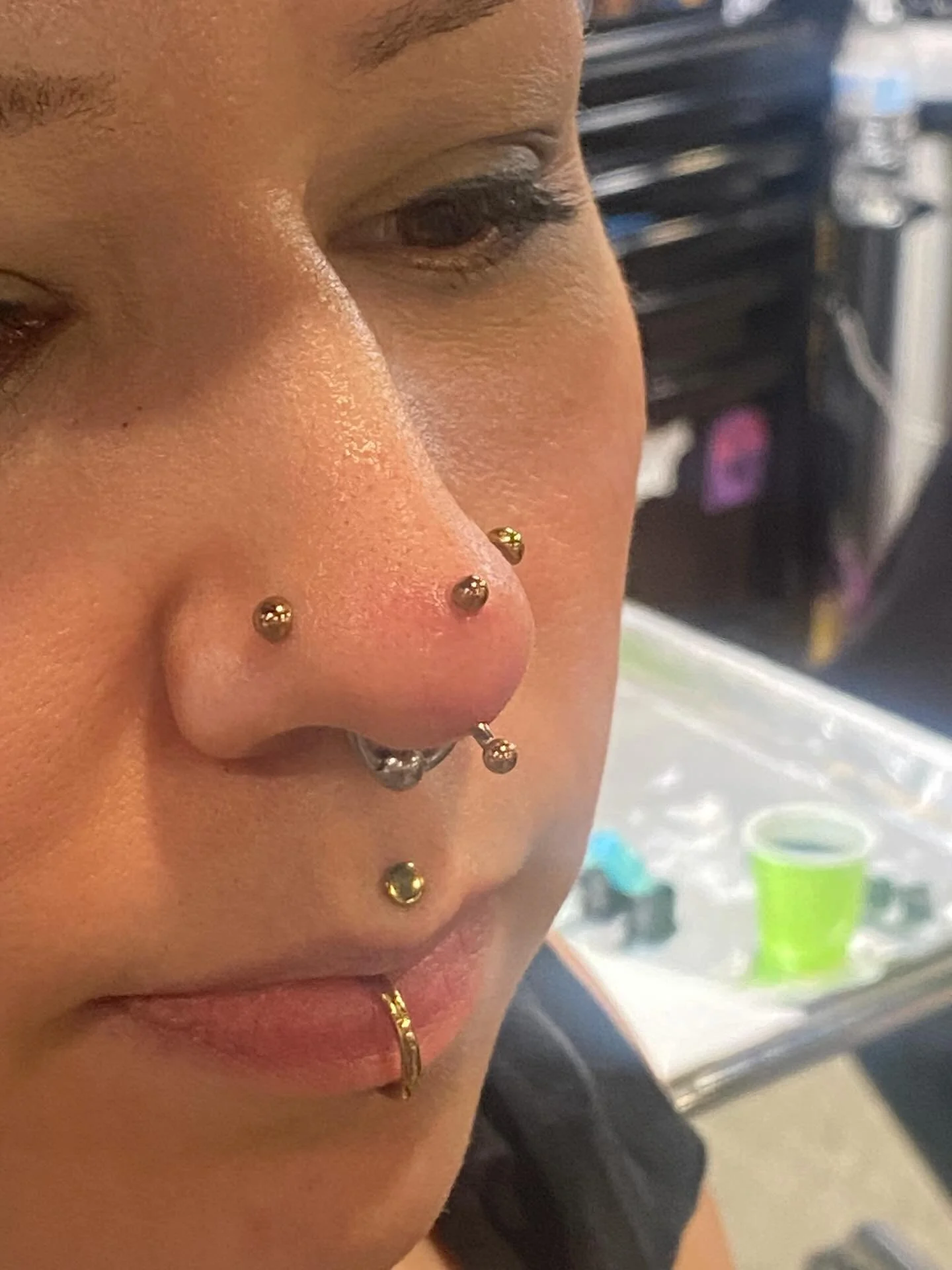 Last weekend I got to do this Rhino piercing on my friend and coworker @sunshinesmalls.tattoo 
This is one that you don’t see on many people, and Sunny is one that it definitely fits.